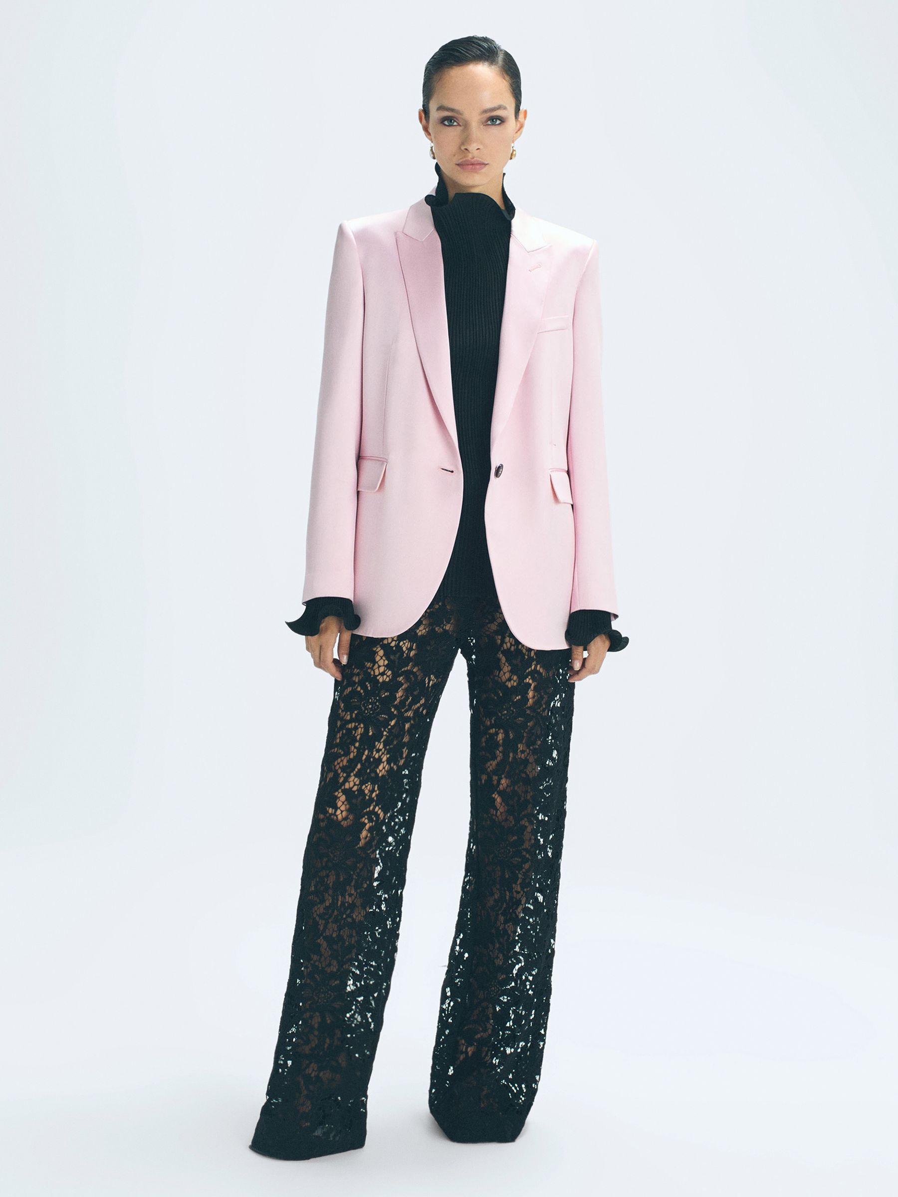 Satin Single Breasted Blazer in Pink - Image 4 of 9