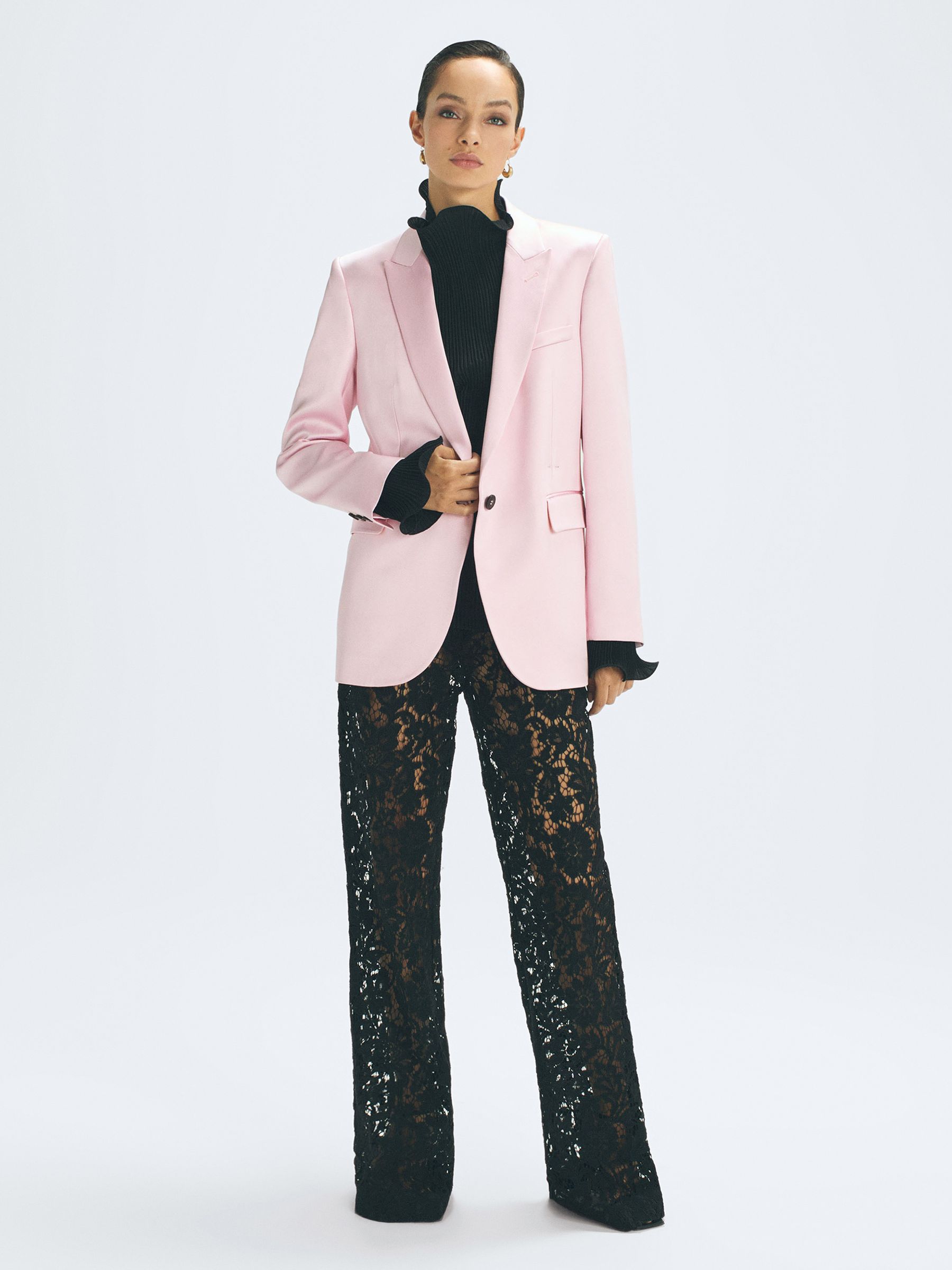 Satin Single Breasted Blazer in Pink - Image 6 of 9