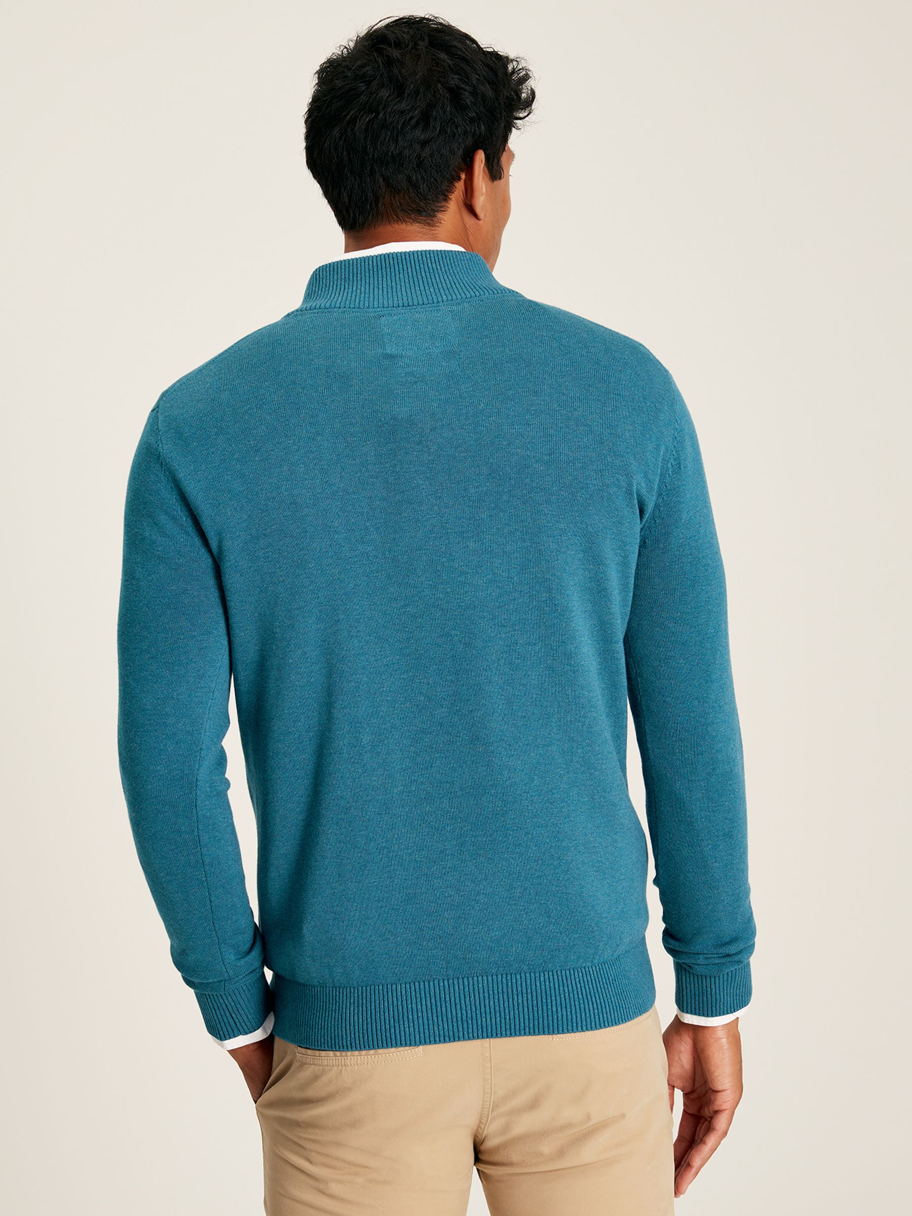 Hillside Blue Knitted Quarter Zip Jumper - Image 2 of 5