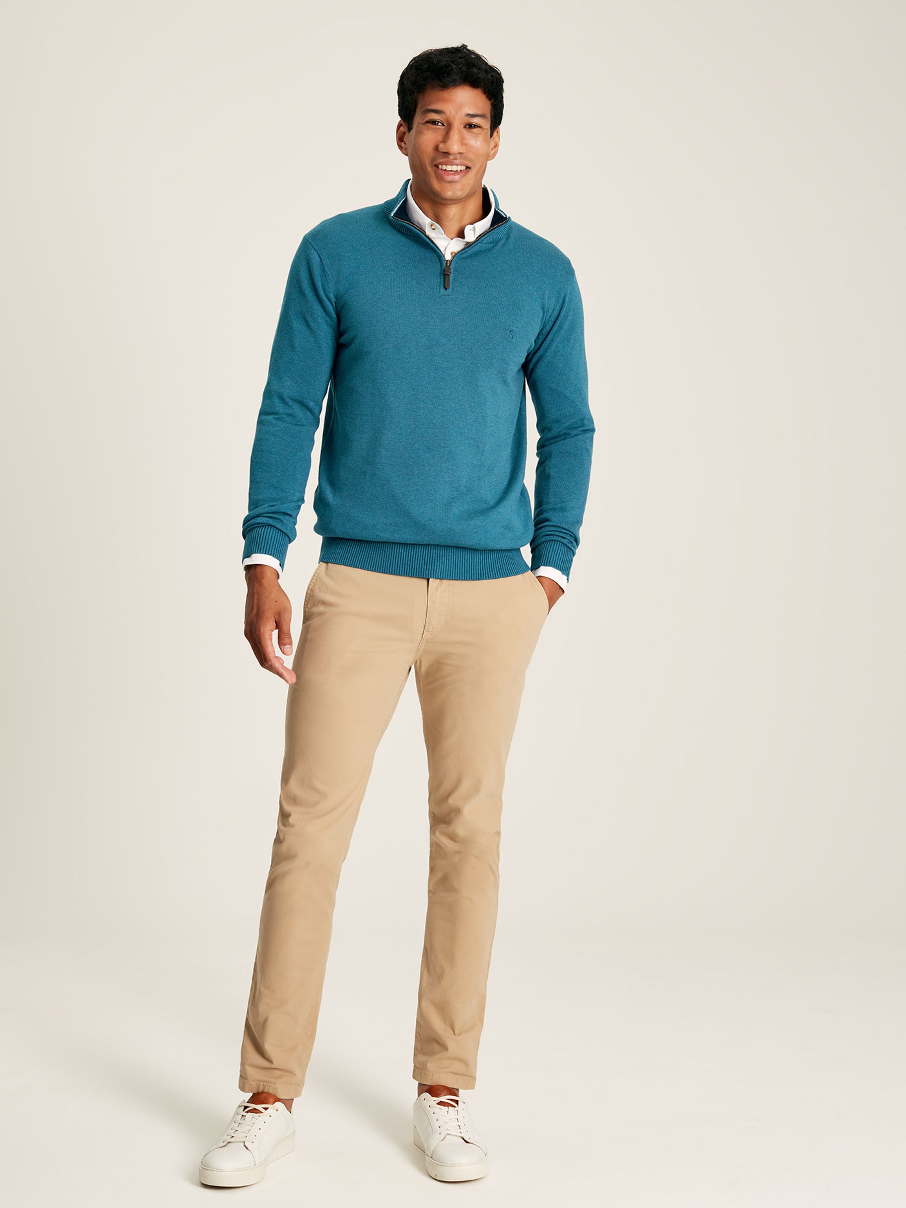 Hillside Blue Knitted Quarter Zip Jumper - Image 3 of 5