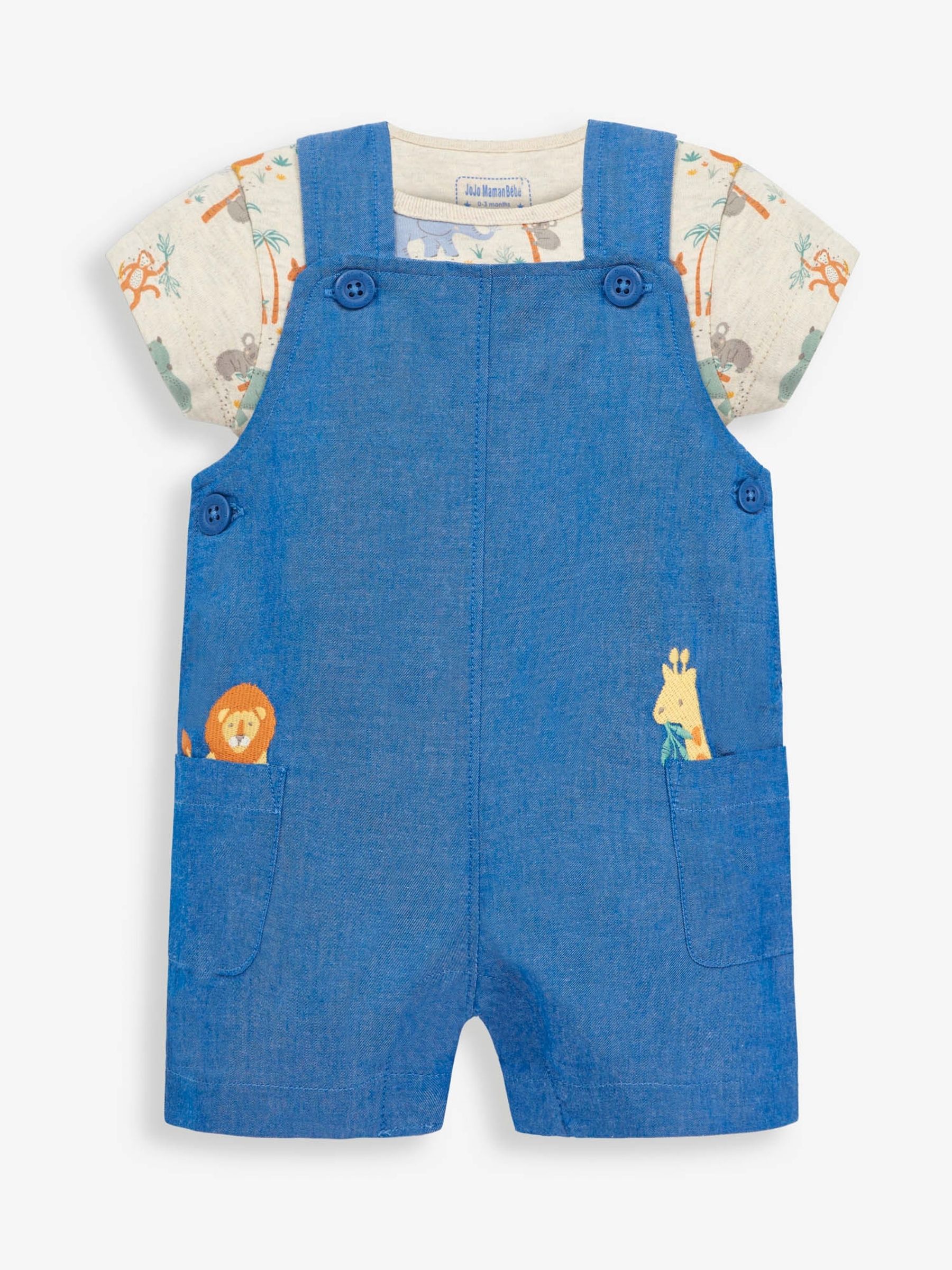Chambray 2-Piece Safari Baby Dungarees Set - Image 1 of 5
