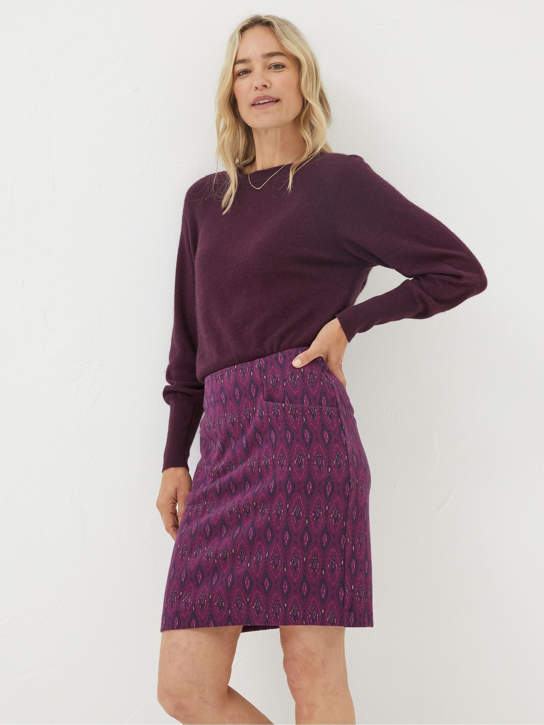 Purple Jennie Ikat Geo Jersey Skirt - Image 3 of 4