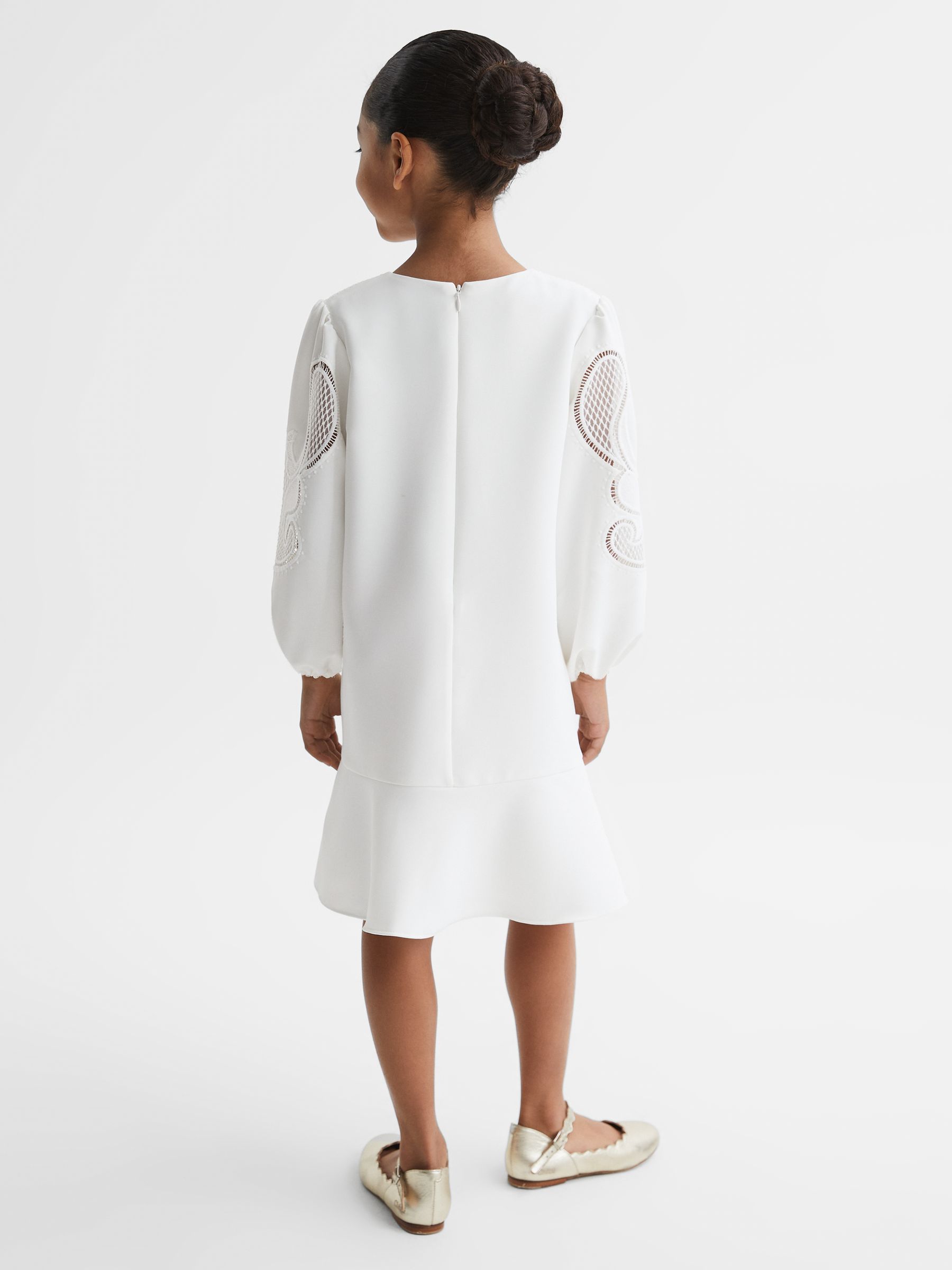 9-13 yrs Floral Embroidered Dress in Ivory - Image 6 of 7