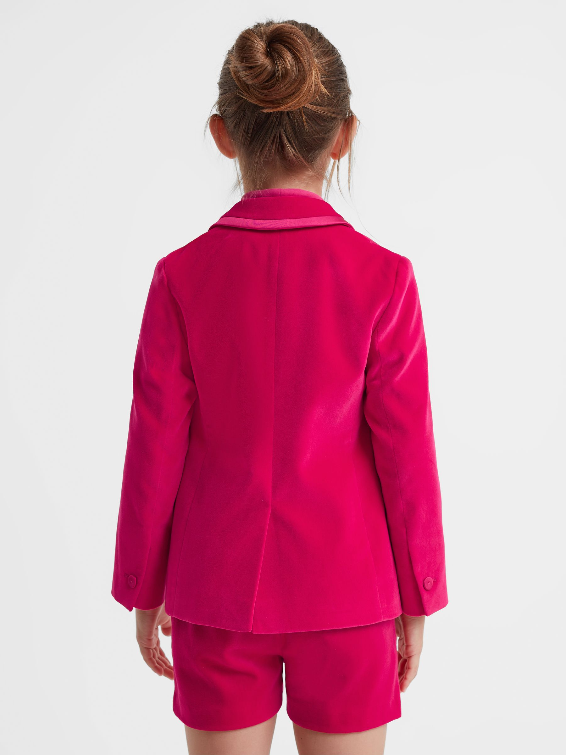 9-14 yrs Single Breasted Velvet Blazer in Bright Pink - Image 5 of 6