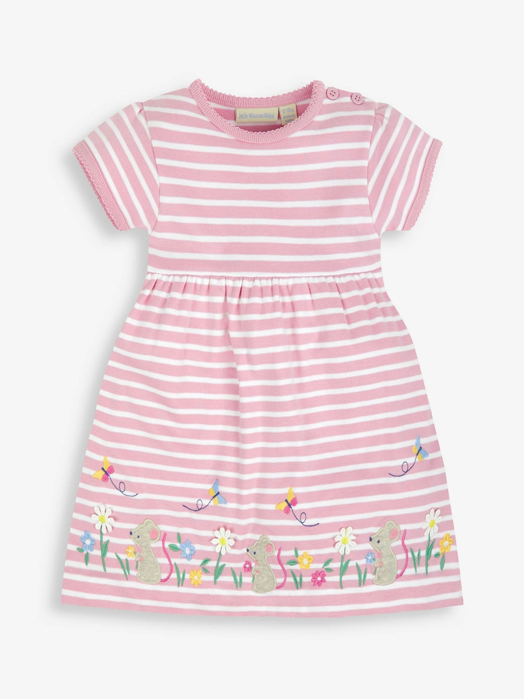 Pink Stripe Mouse Appliqué Dress - Image 1 of 3