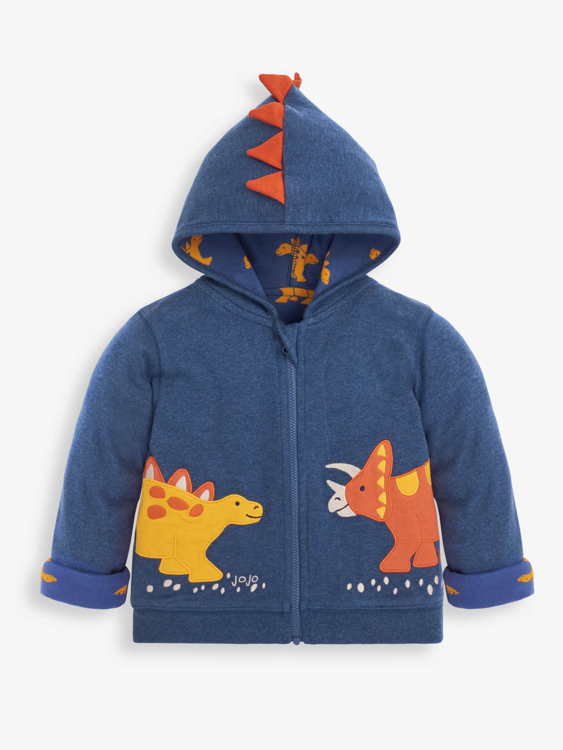 Indigo Boys Dinosaur Appliqué Reversible Hoodie - Image 3 of 5