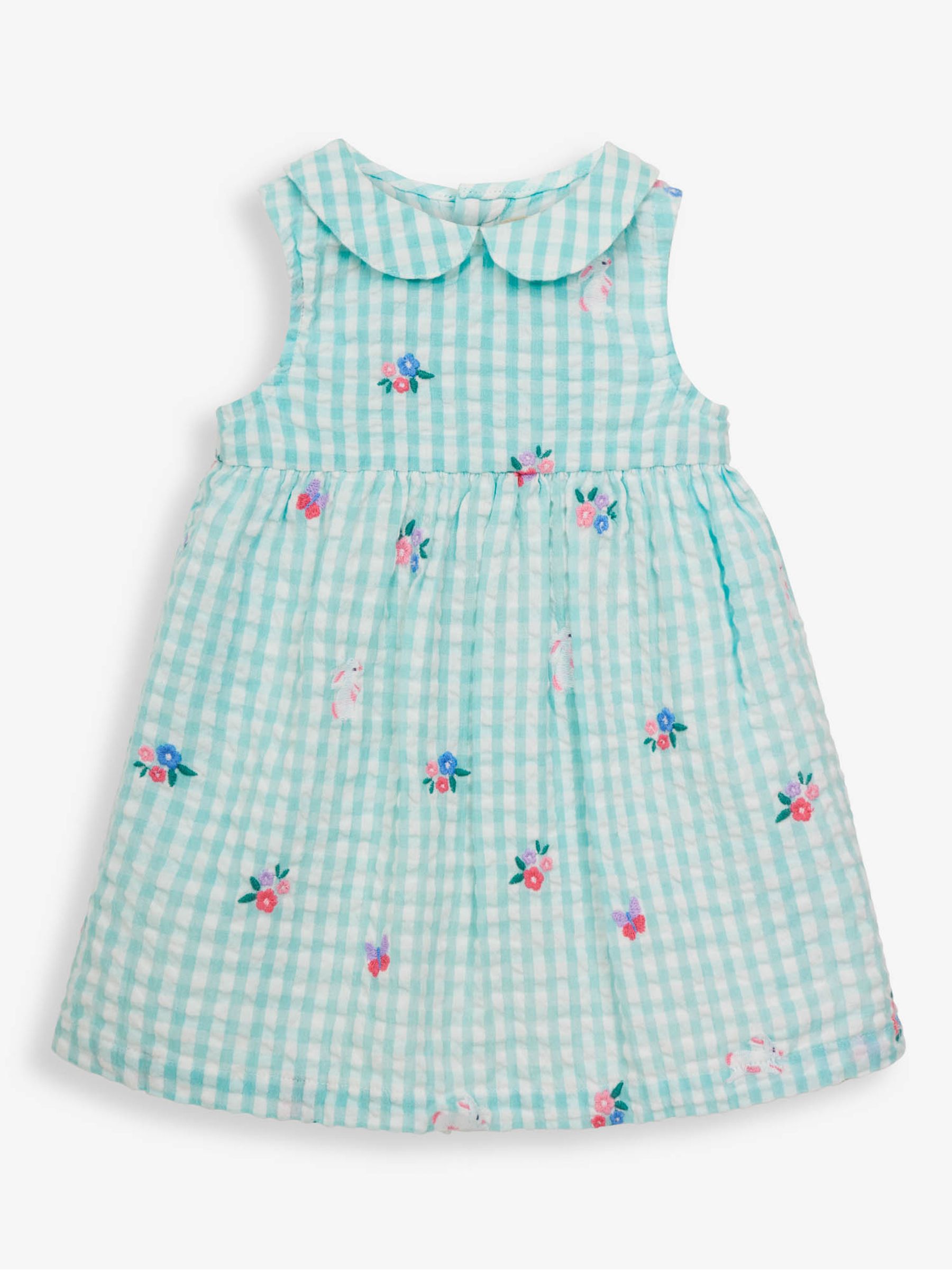 Duck Egg Embroidered Baby Dress with Knickers - Image 1 of 3