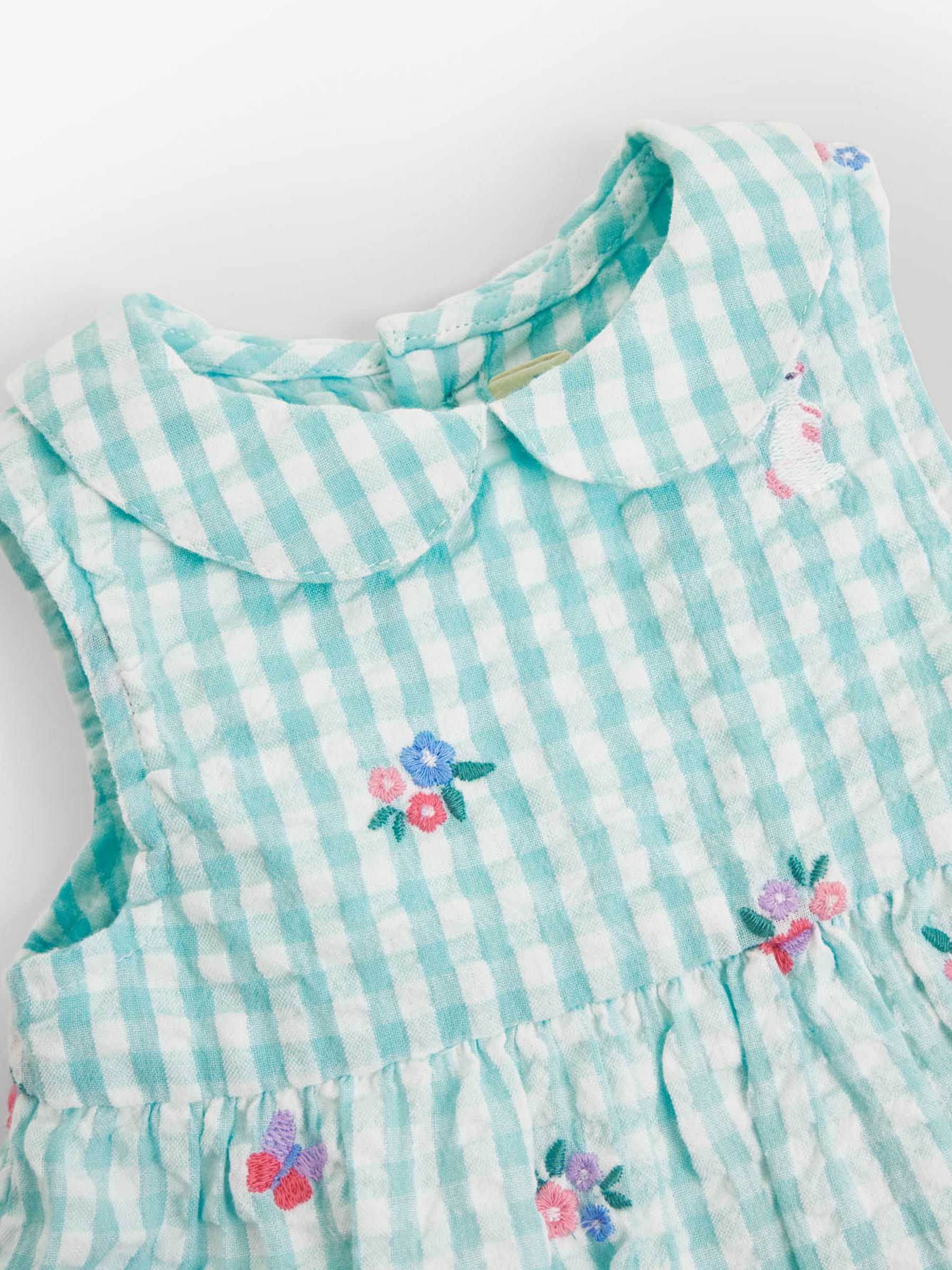 Duck Egg Embroidered Baby Dress with Knickers - Image 2 of 3