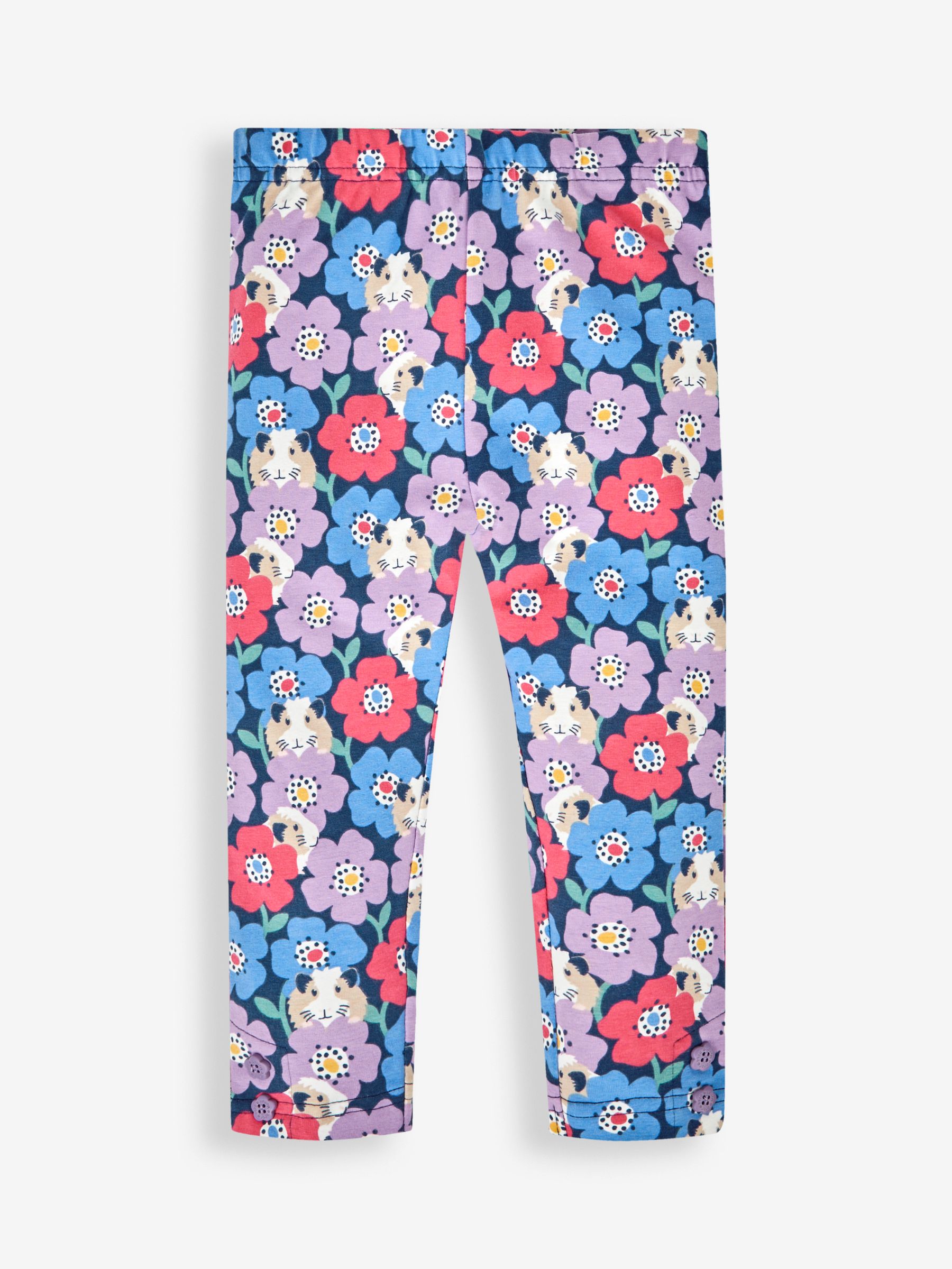 Lilac Purple Guinea Pig & Floral Girls' 2-Pack Leggings - Image 2 of 6