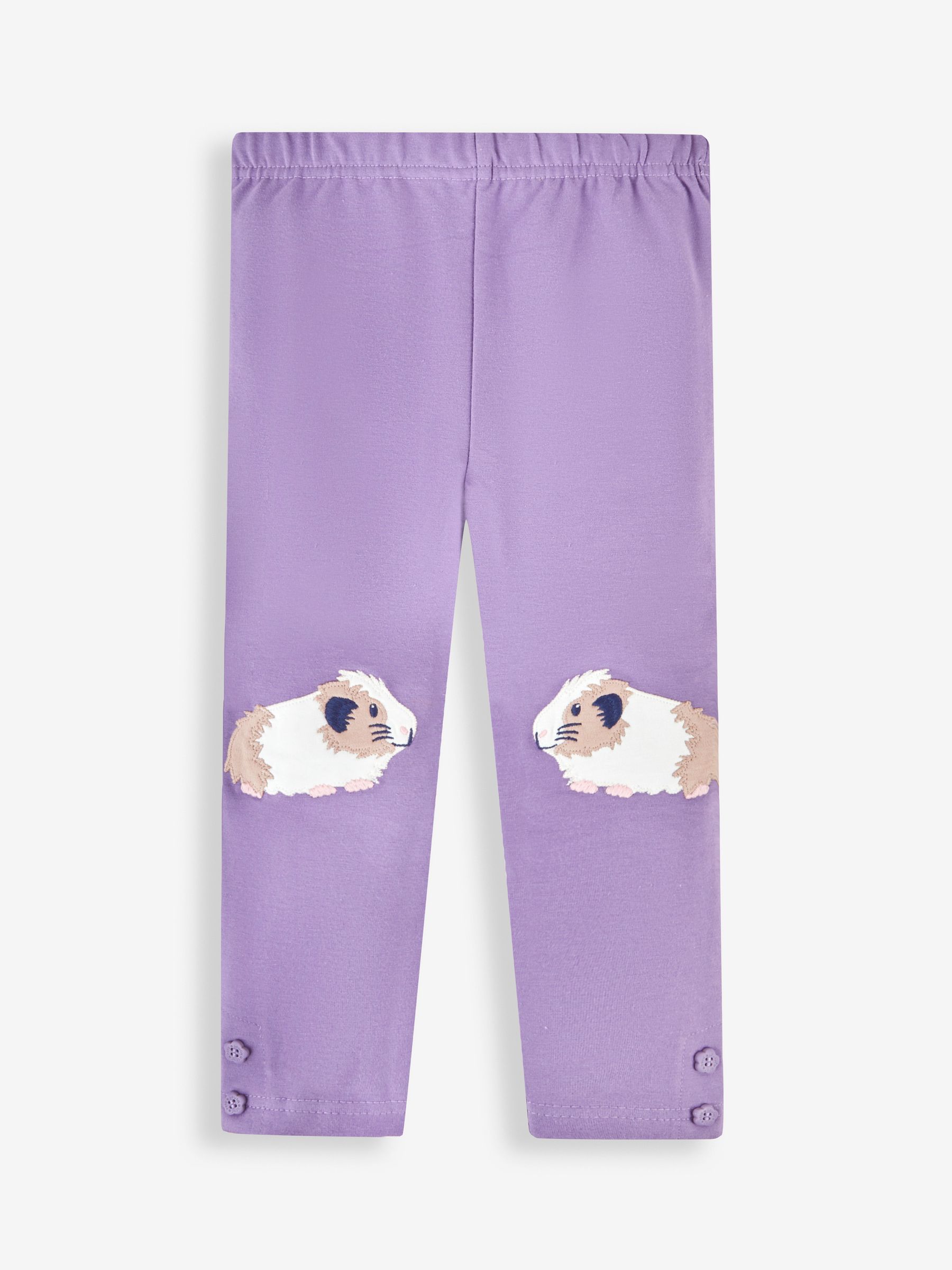 Lilac Purple Guinea Pig & Floral Girls' 2-Pack Leggings - Image 3 of 6