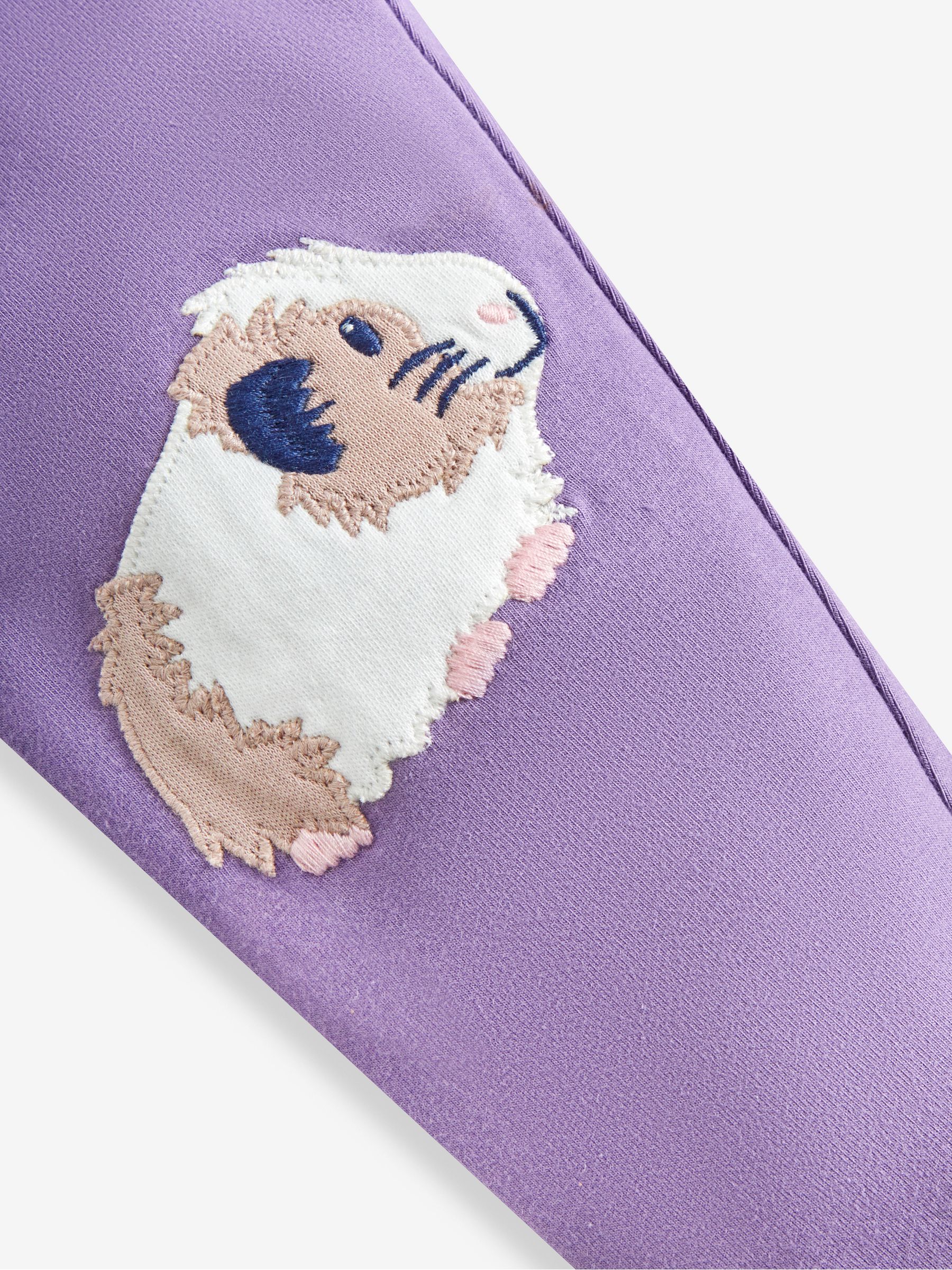 Lilac Purple Guinea Pig & Floral Girls' 2-Pack Leggings - Image 5 of 6