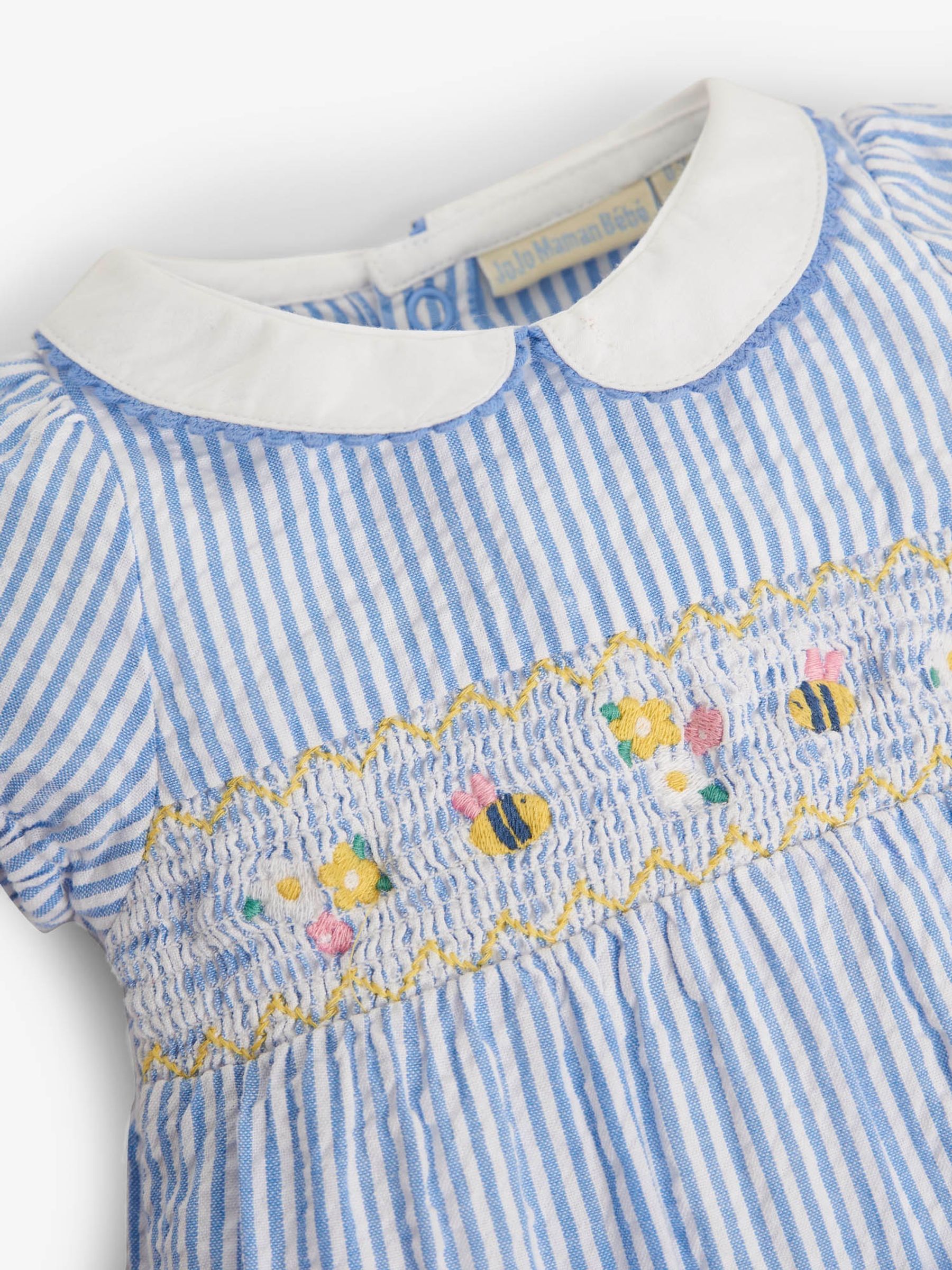 Blue Embroidered Bee Baby Romper - Image 2 of 2