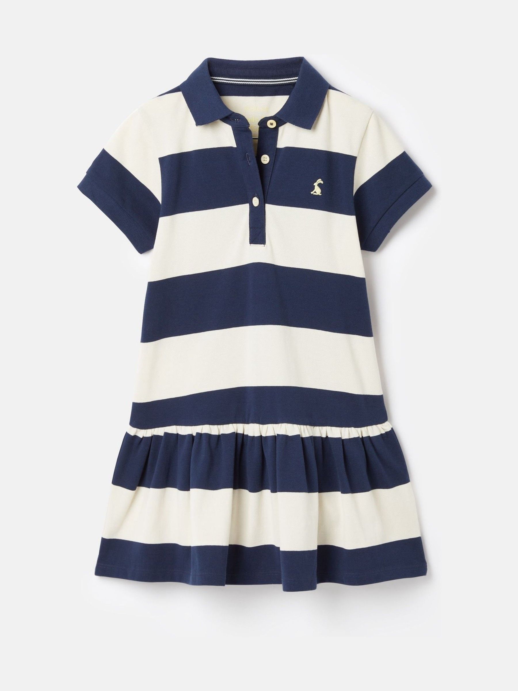 Girls' Orla Navy Blue White Stripe Polo Shirt Dress Joules