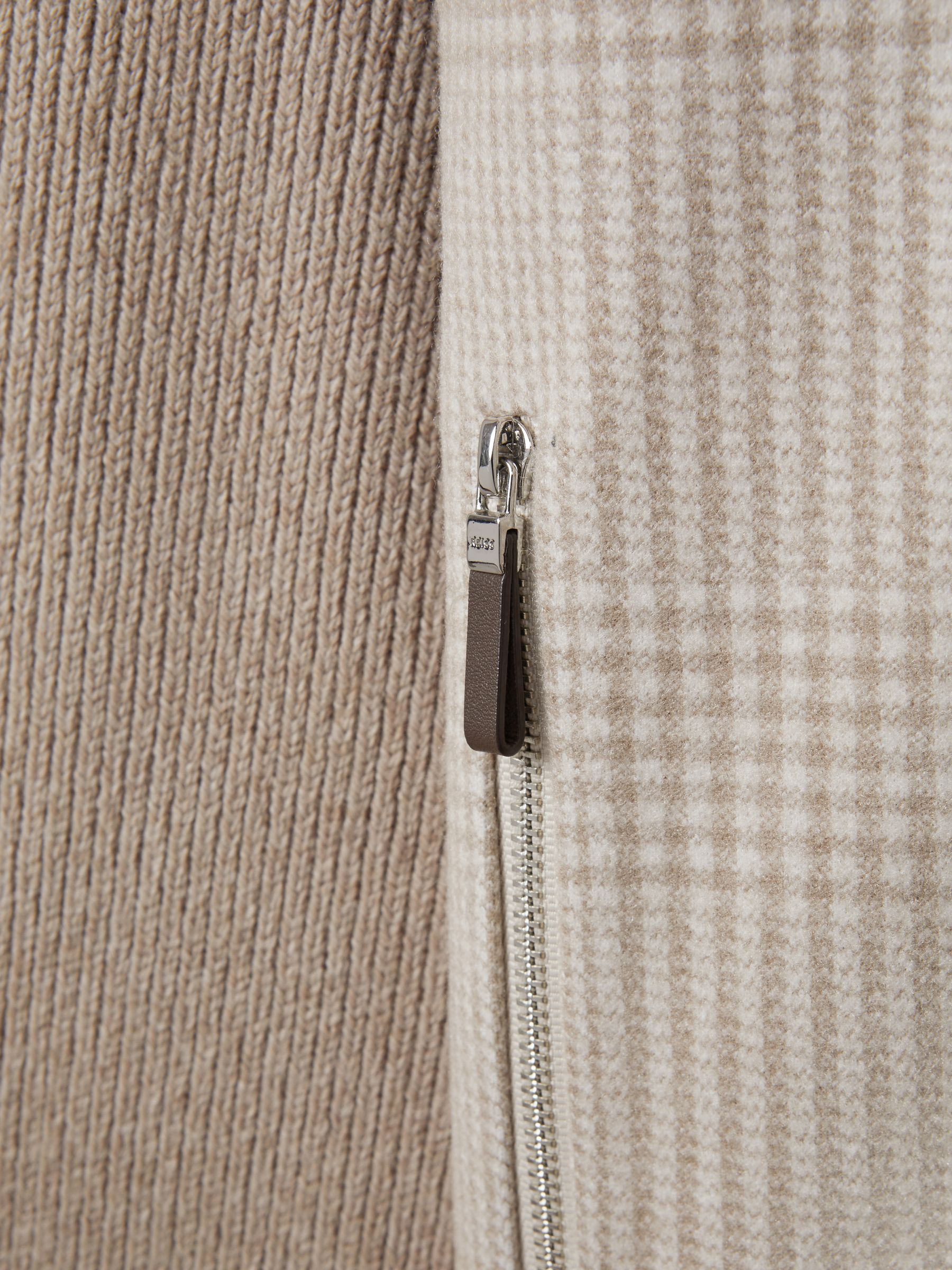 Hybrid Knit Zip-Through Jacket in Oatmeal - Image 6 of 7