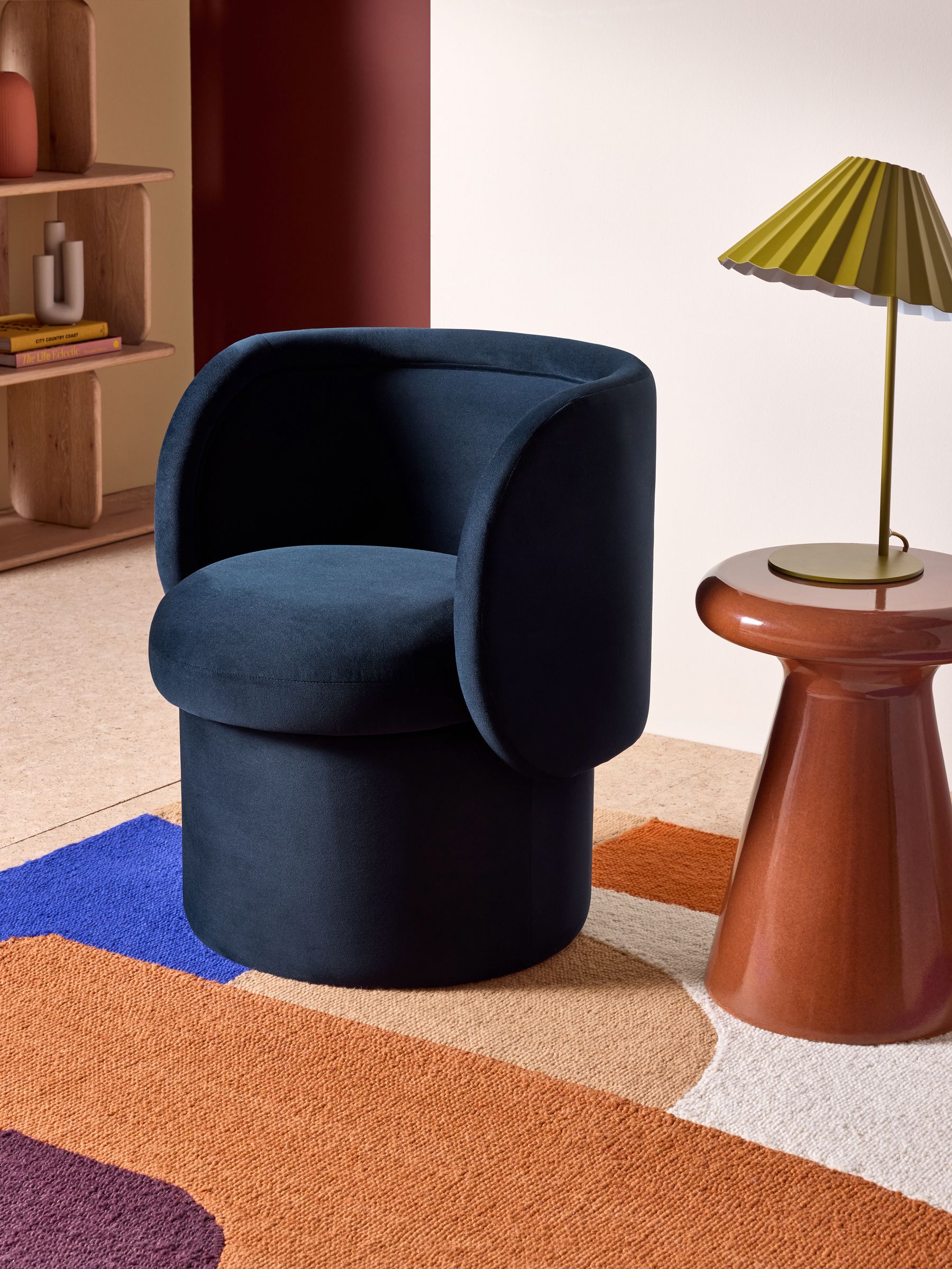 Eva Accent in Dark Midnight Blue Velvet - Image 1 of 5
