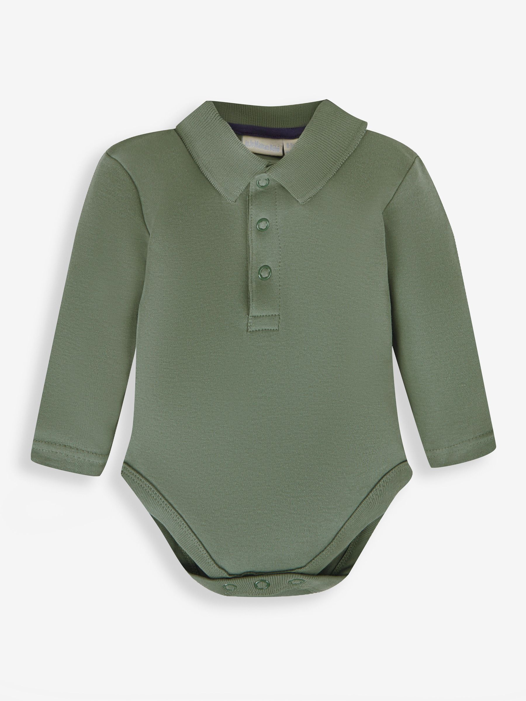 Khaki Plain Long Sleeve Polo Shirt Bodysuit - Image 1 of 2