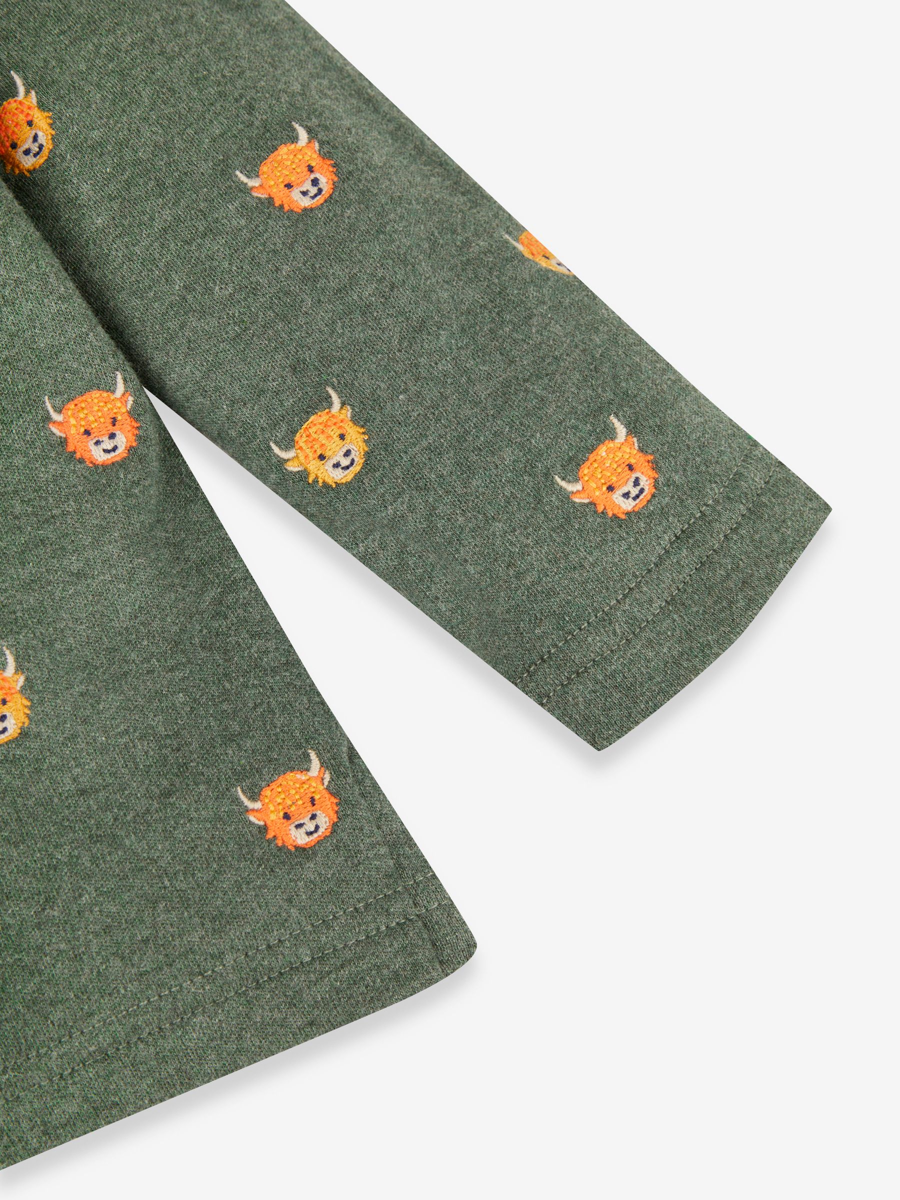Highland Cow Embroidered Polo Shirt in Forest - Image 3 of 3