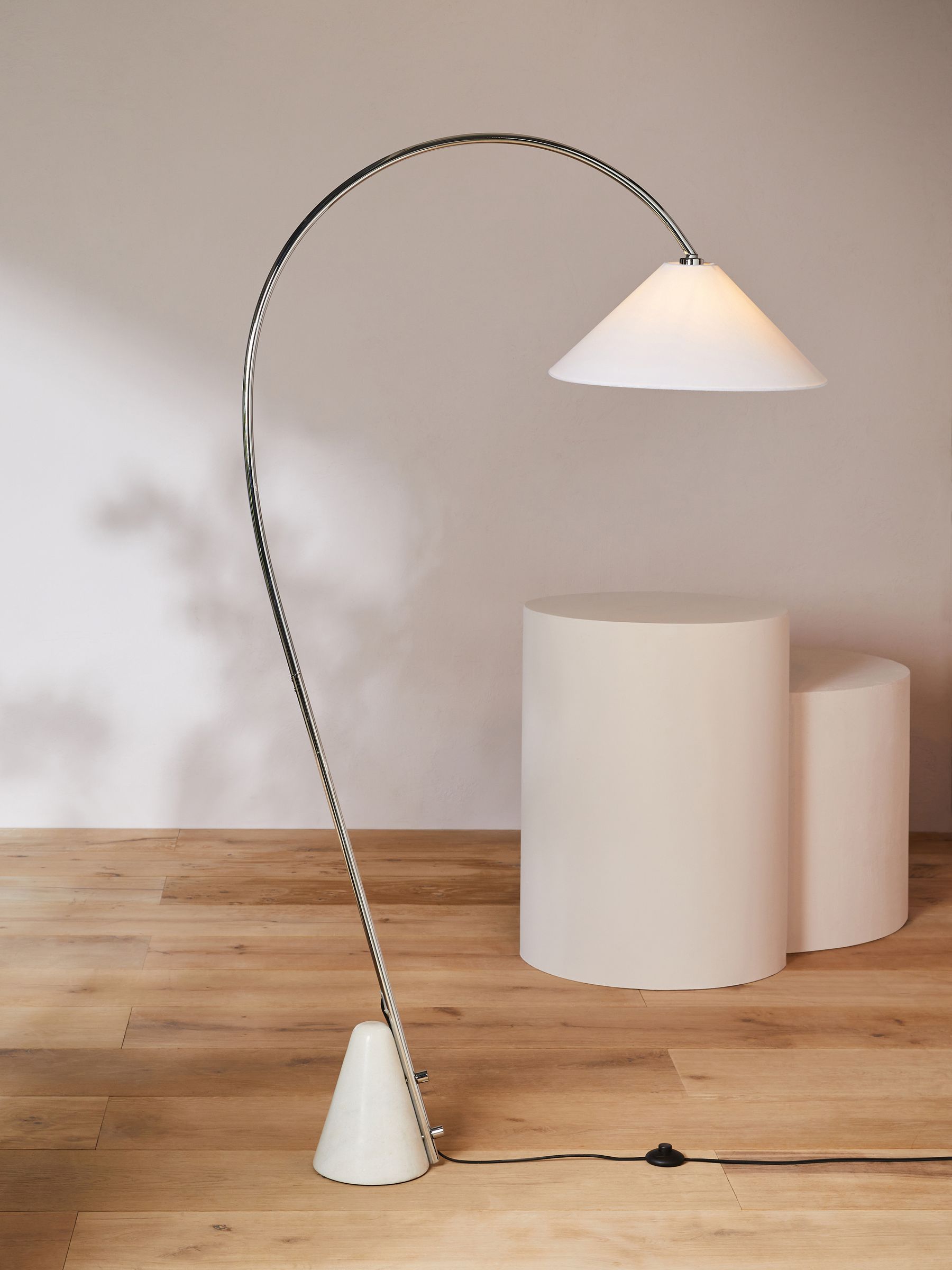 Mason Floor Lamp in Chrome/White Marble - Image 1 of 4