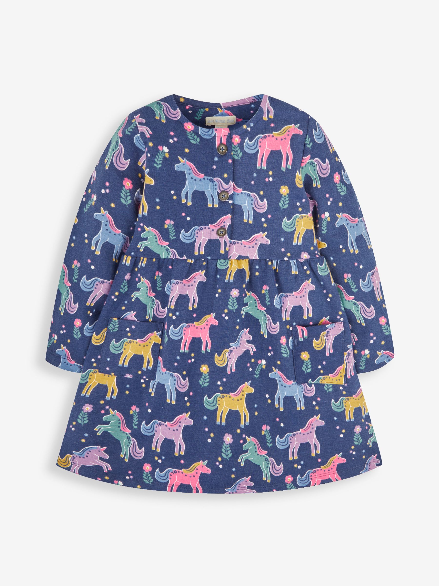 Navy Blue Unicorn Button Front Dress - Image 2 of 4