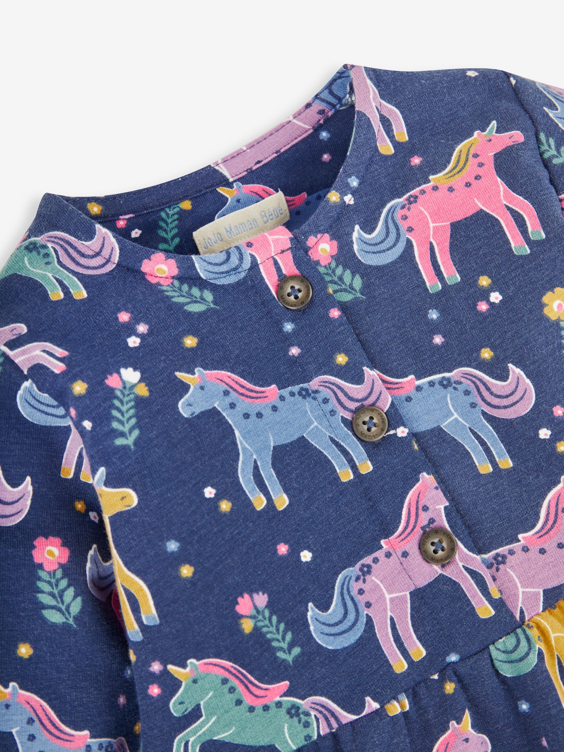 Navy Blue Unicorn Button Front Dress - Image 3 of 4