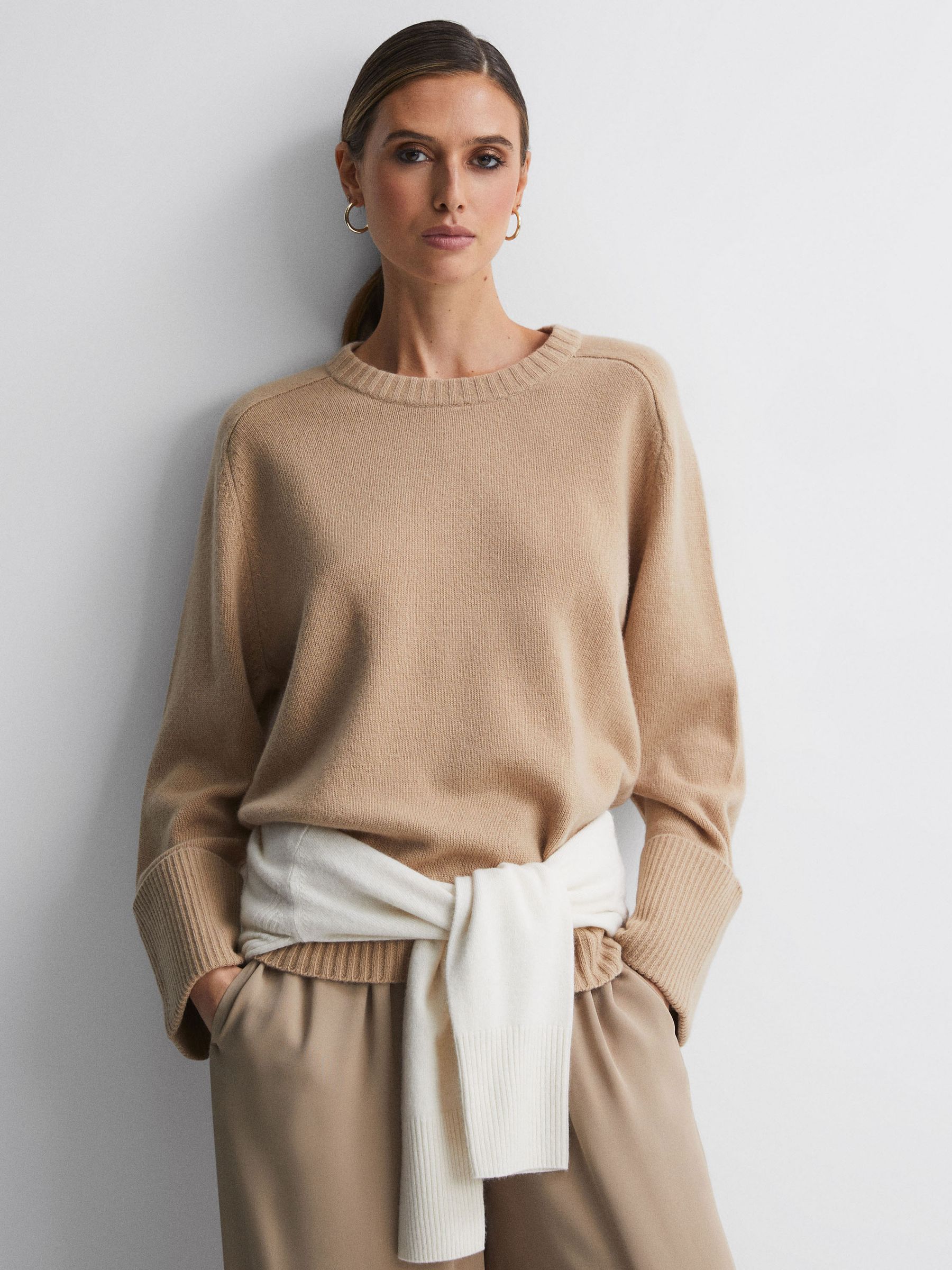 Wool-Cashmere Casual Fit Jumper in Camel - Image 1 of 6 Wool-Cashmere Casual Fit Jumper in Camel - Image 1 of 6