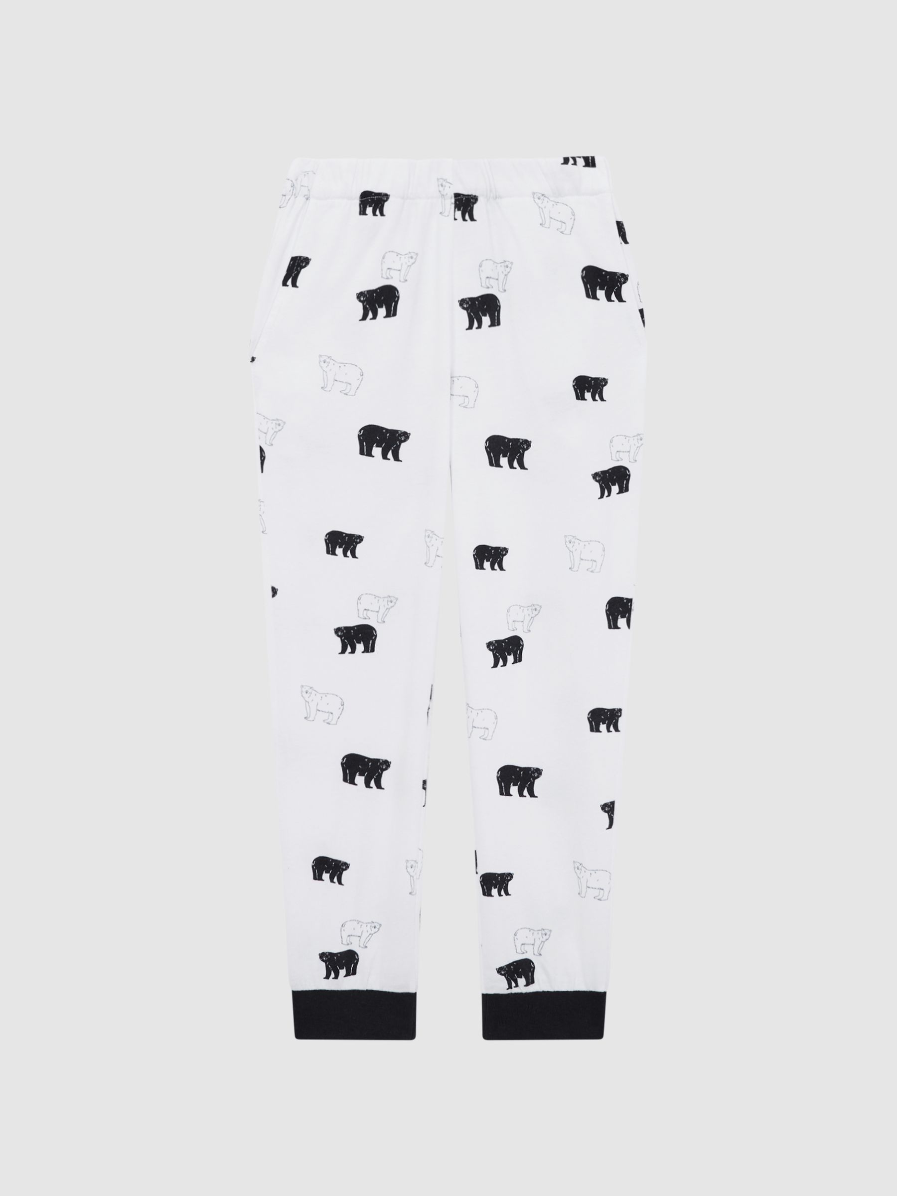 3-9 yrs Slim Fit Cotton Motif Pyjama Bottoms in Optic White - Image 2 of 6