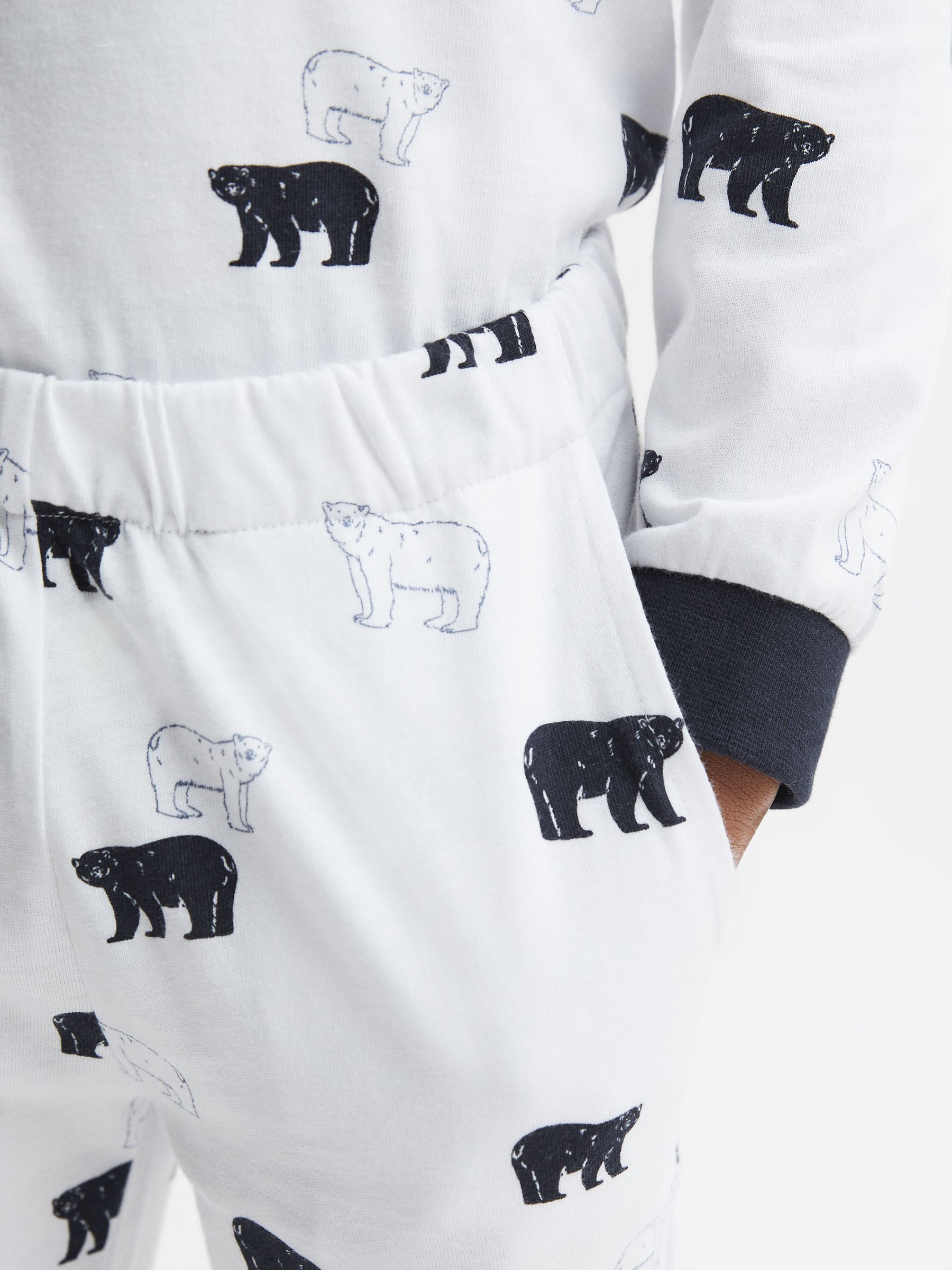 3-9 yrs Slim Fit Cotton Motif Pyjama Bottoms in Optic White - Image 4 of 6