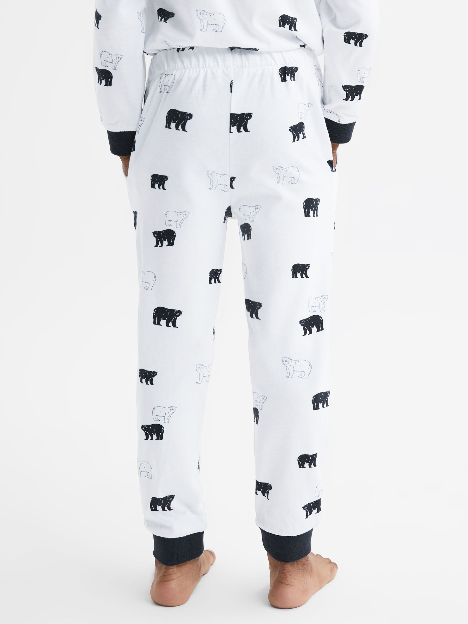 3-9 yrs Slim Fit Cotton Motif Pyjama Bottoms in Optic White - Image 5 of 6