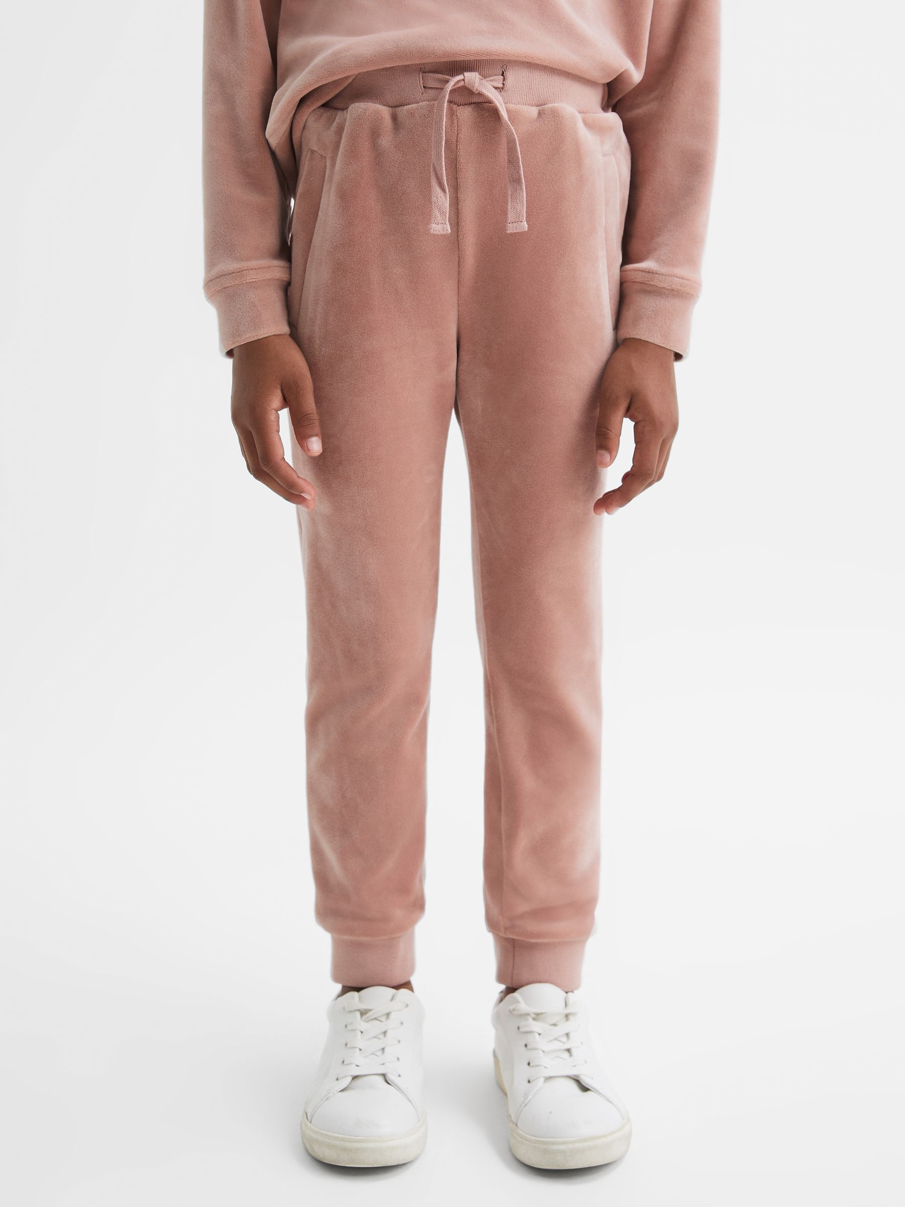 9-13 yrs Velour Drawstring Joggers in Pink - Image 1 of 6