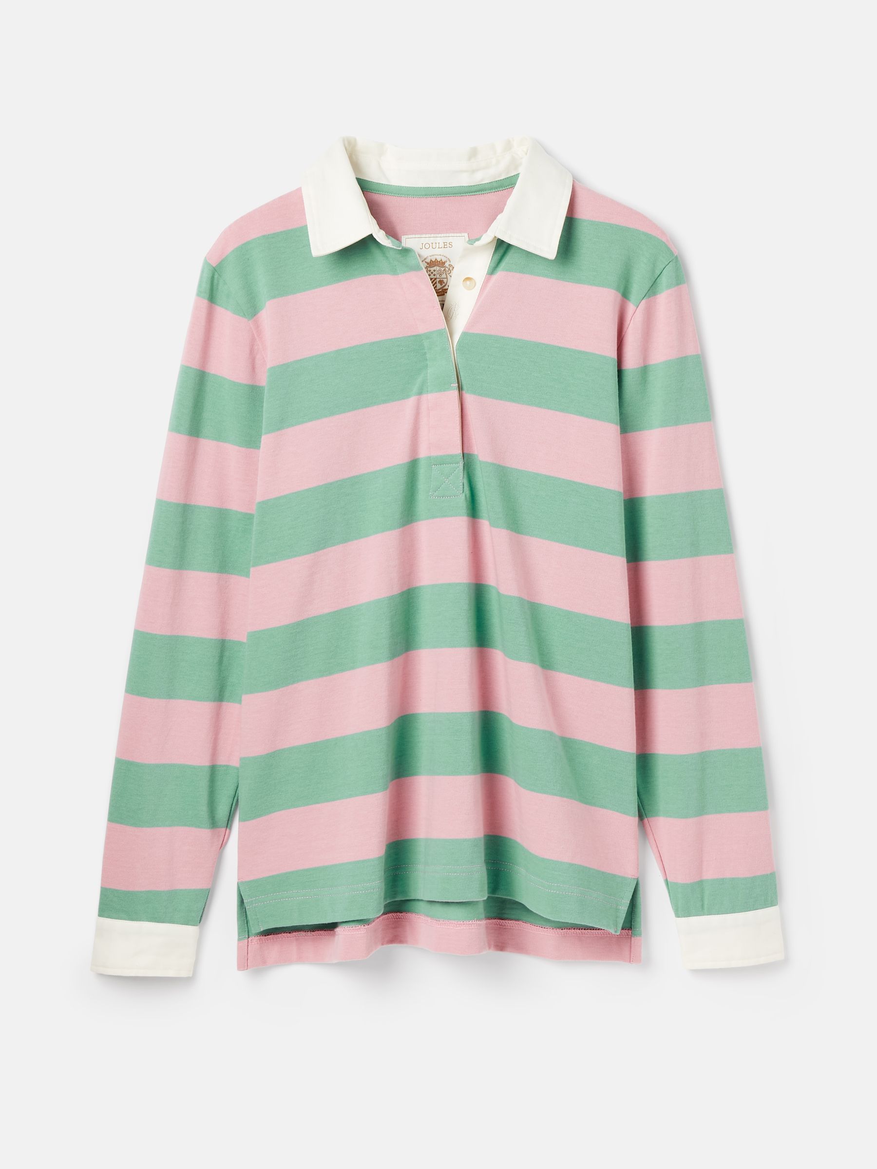 Falmouth Pink & Green Striped Cotton Rugby Shirt - Image 7 of 7