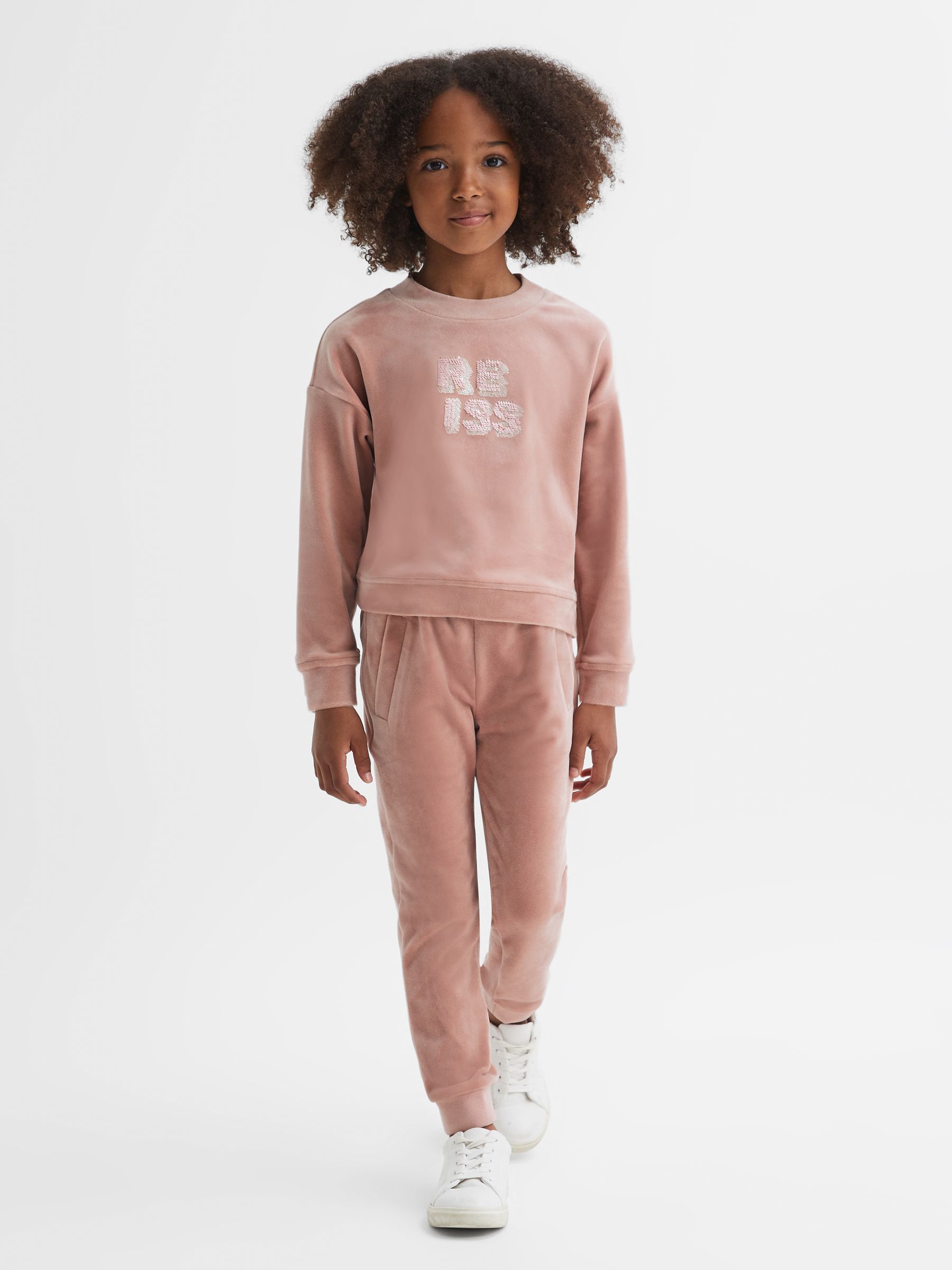 4-9 yrs Velour Drawstring Joggers in Pink - Image 1 of 6