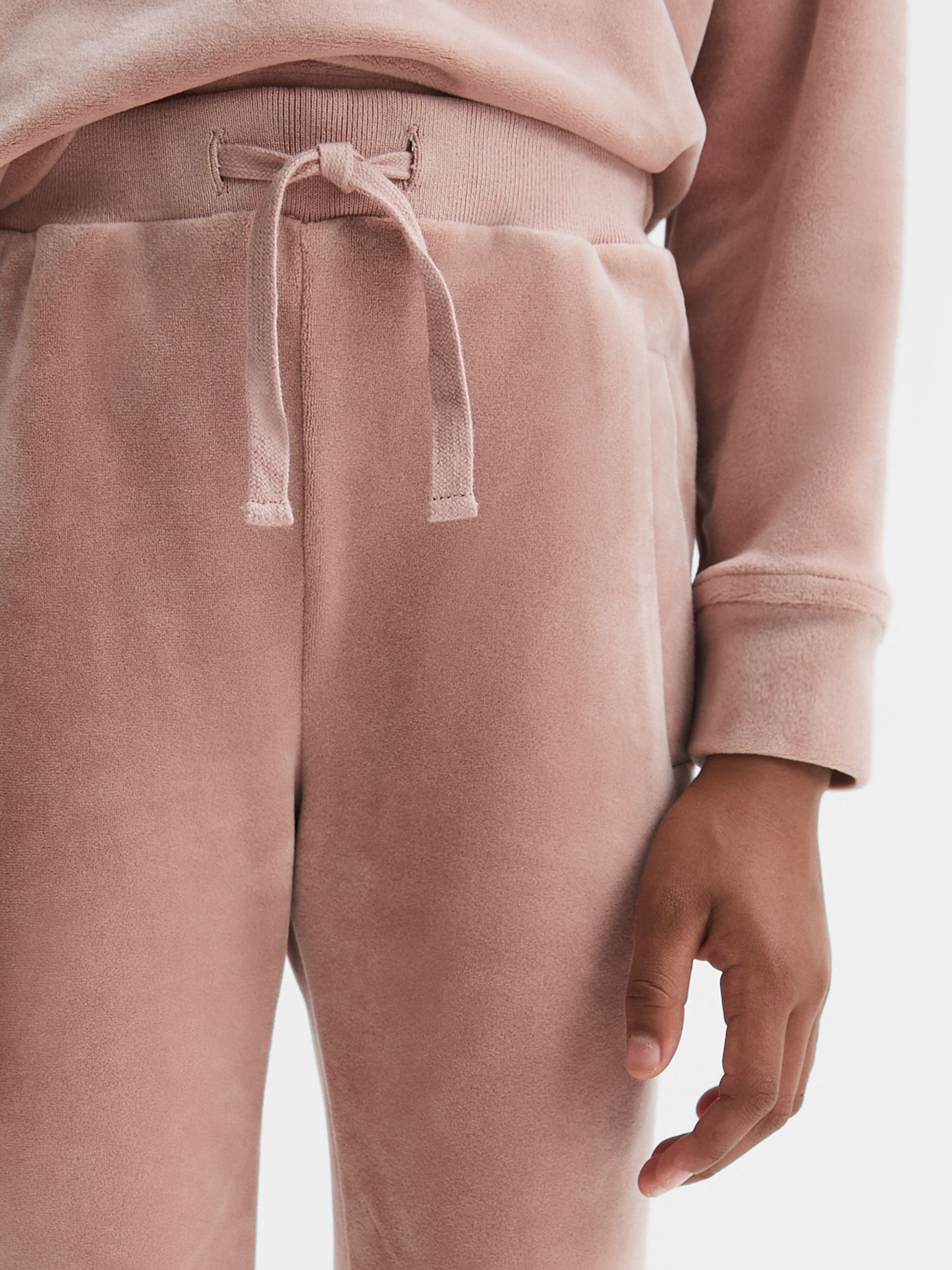 4-9 yrs Velour Drawstring Joggers in Pink - Image 4 of 6