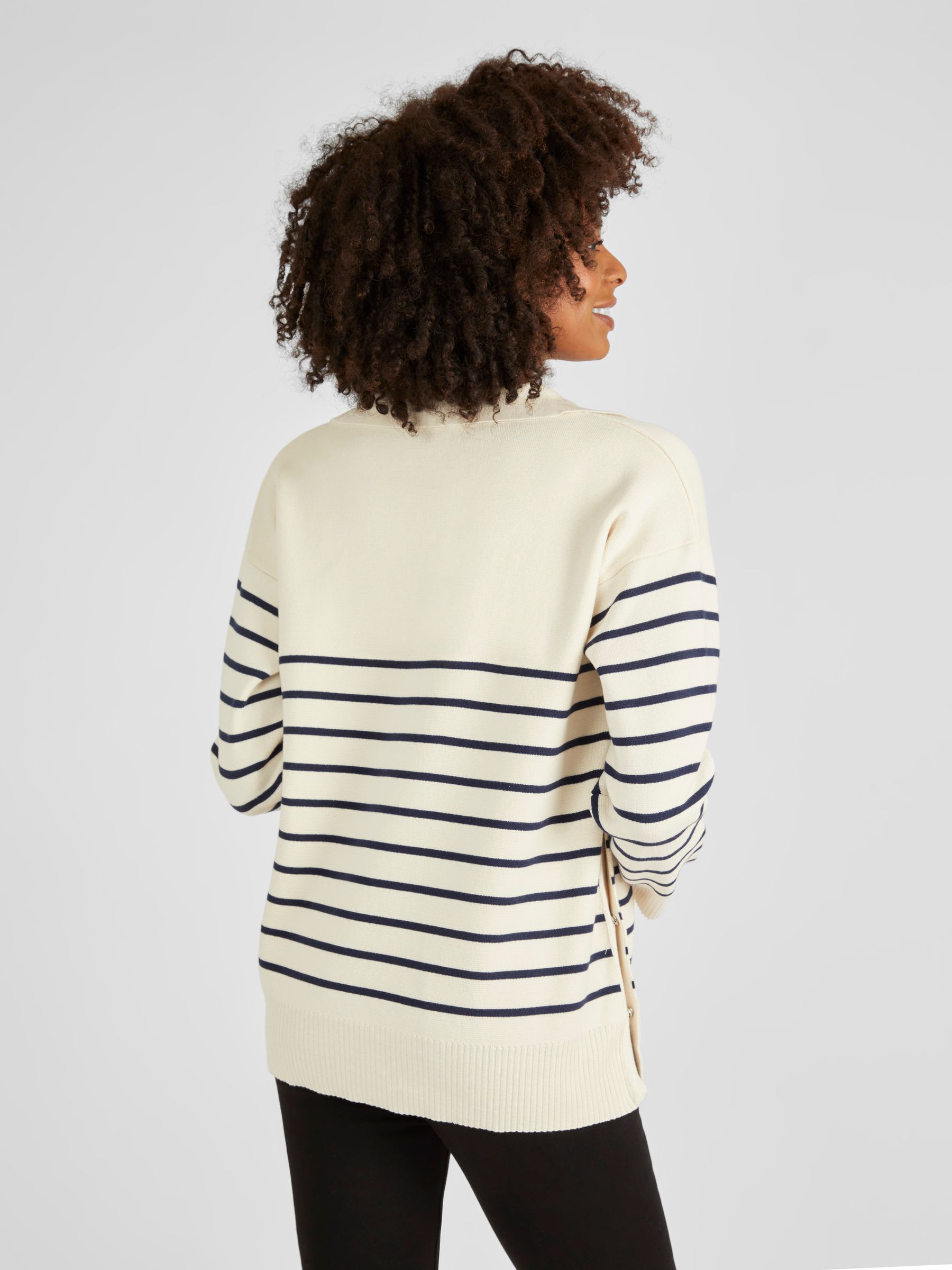 Cream & Black Stripe Collared Maternity & Nursing Jumper - Image 3 of 5