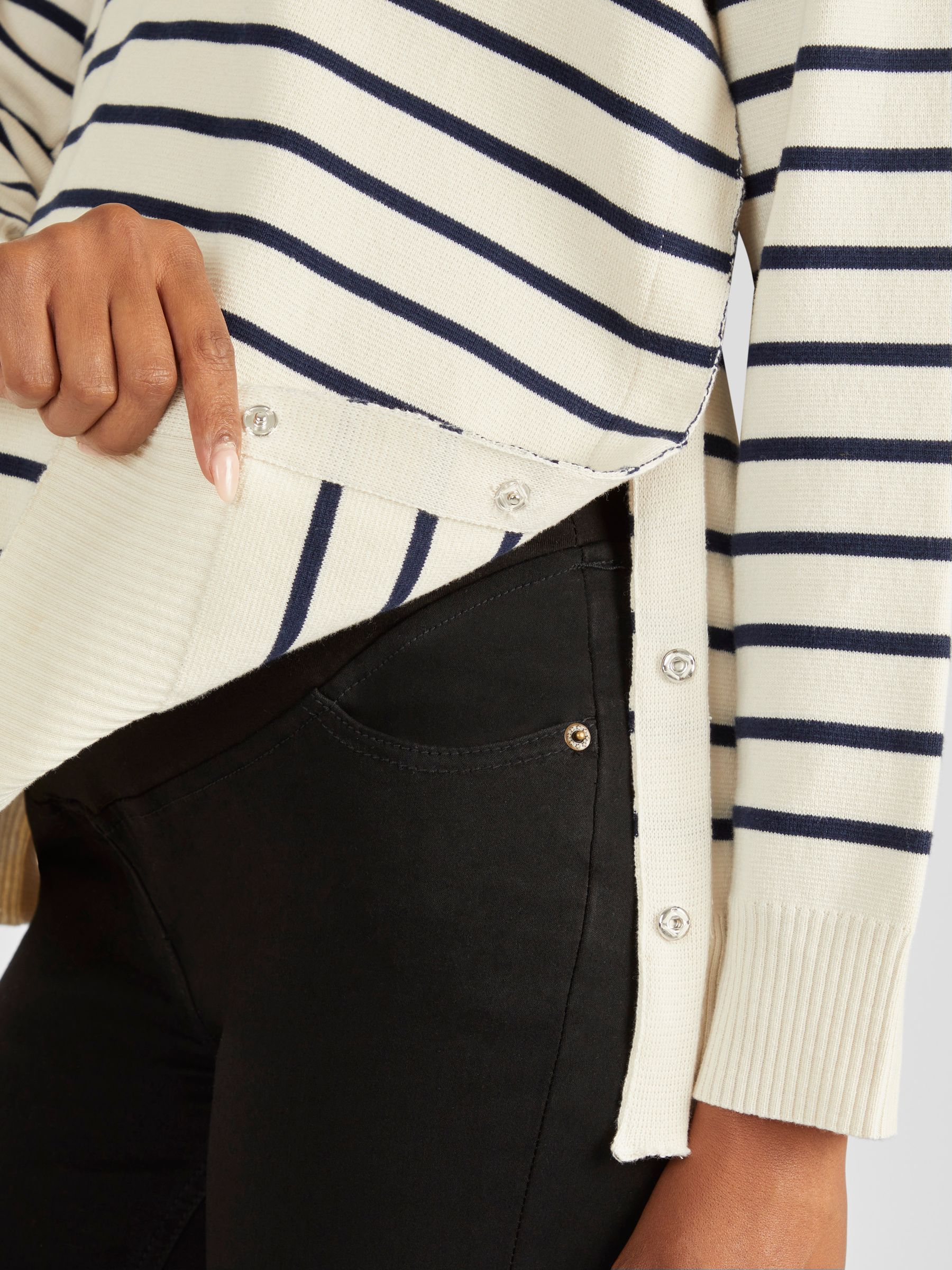 Cream & Black Stripe Collared Maternity & Nursing Jumper - Image 5 of 5
