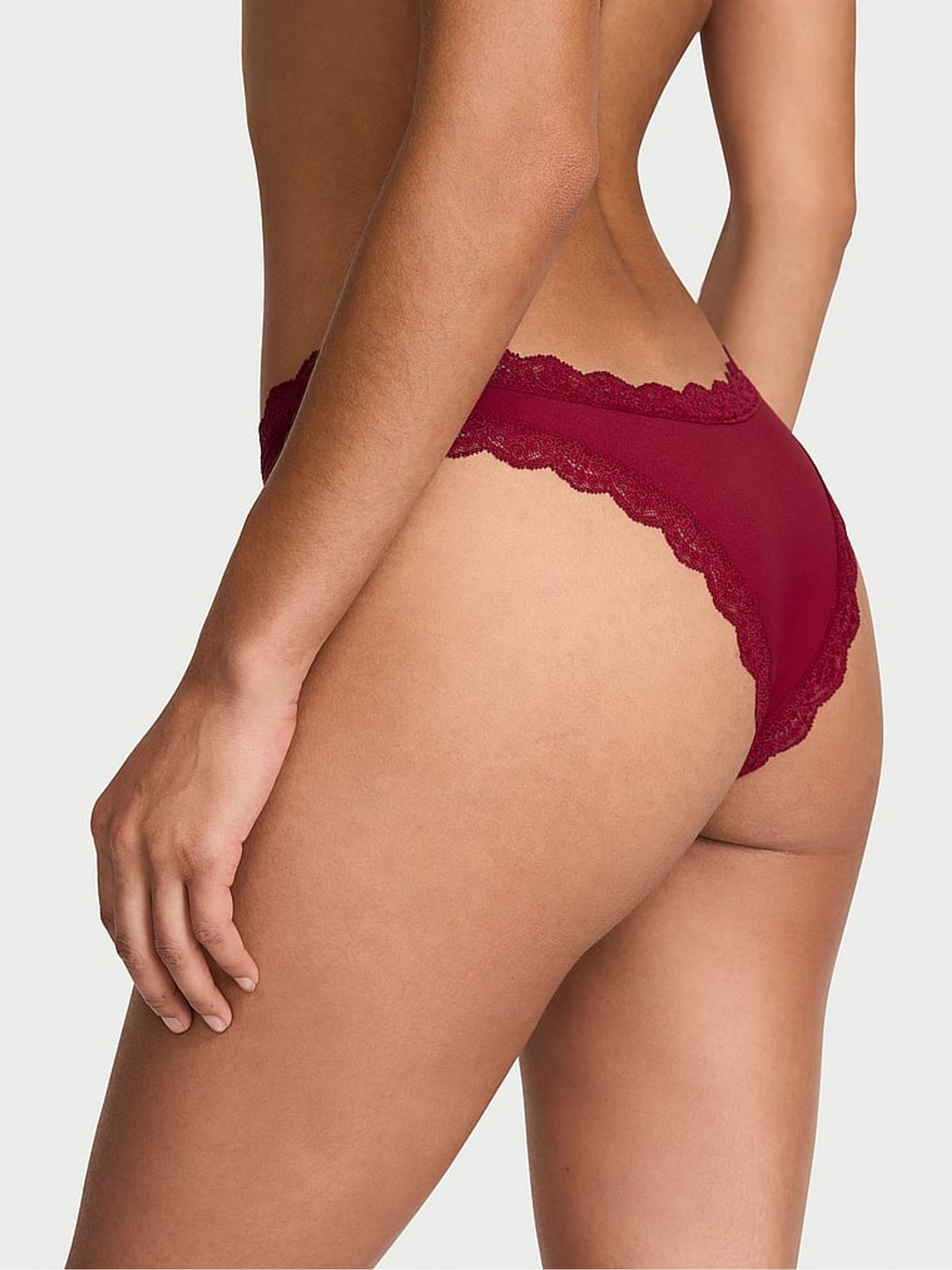 Red Lacquer Lace Trim Brazilian Knickers - Image 2 of 2