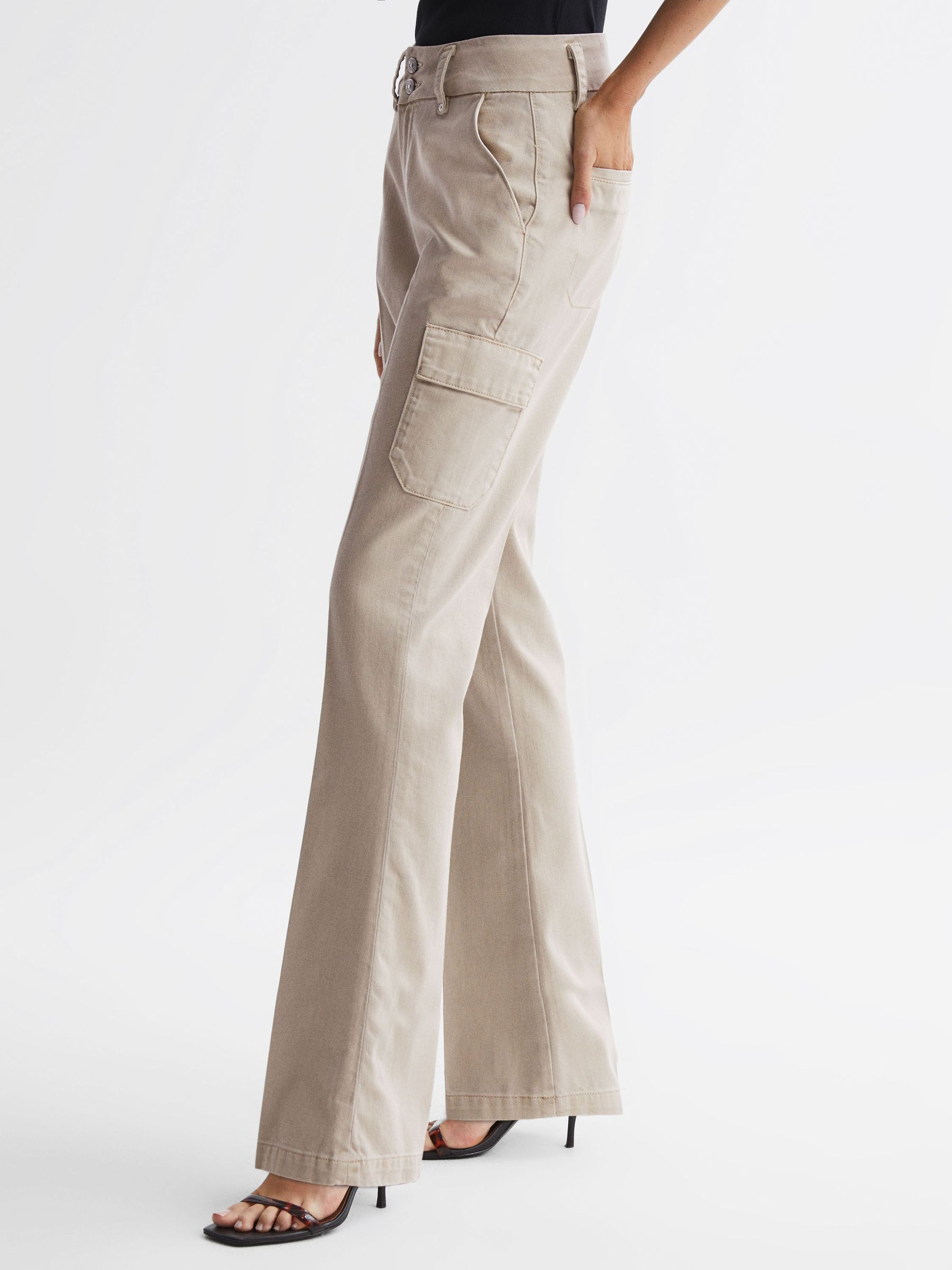 Paige Flared Cargo Trousers in Vintage Warm Sand - Image 3 of 4