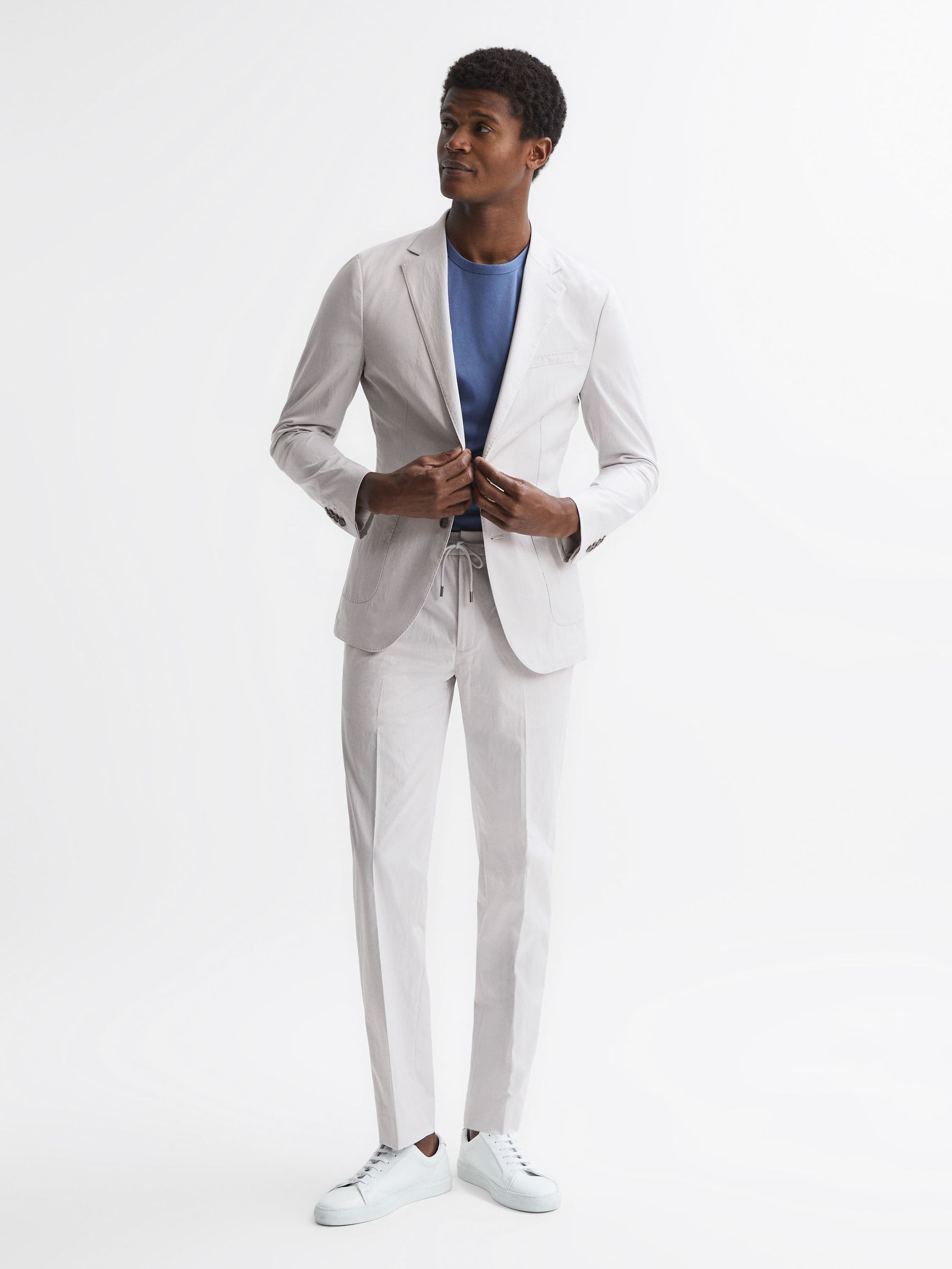 Technical Drawstring Slim Fit Trousers in Ice Grey - Image 3 of 4