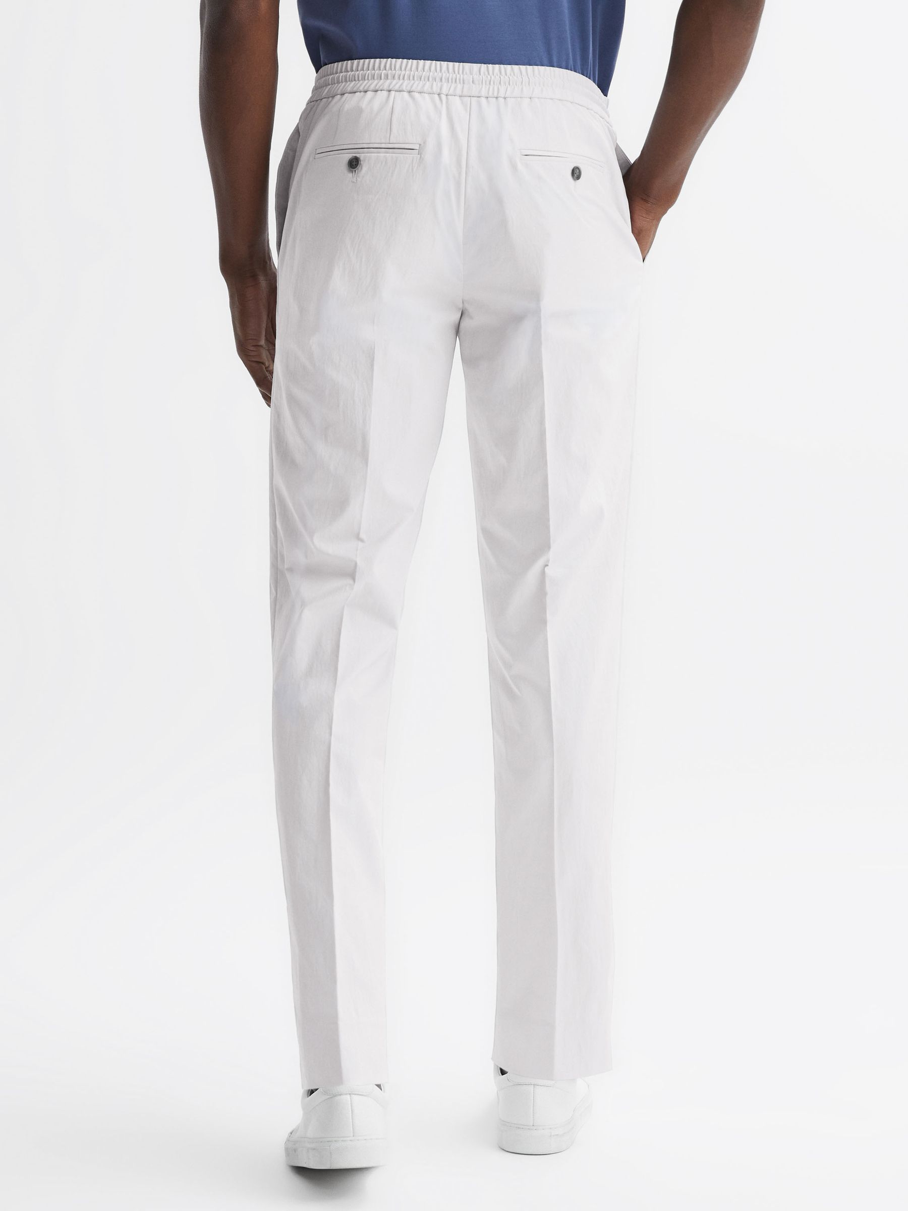 Technical Drawstring Slim Fit Trousers in Ice Grey - Image 4 of 4