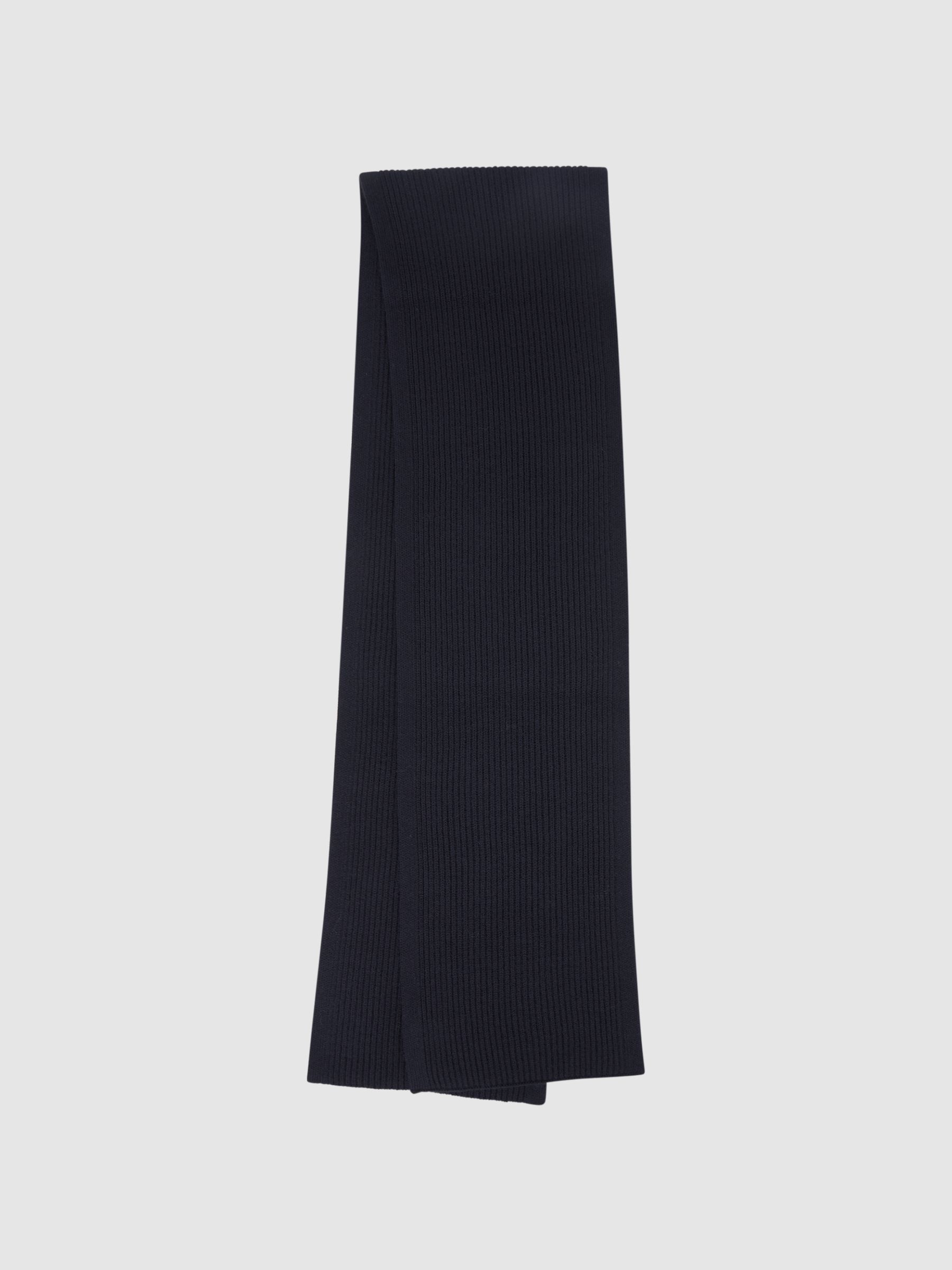 Ribbed Merino Scarf in Navy - Image 1 of 5