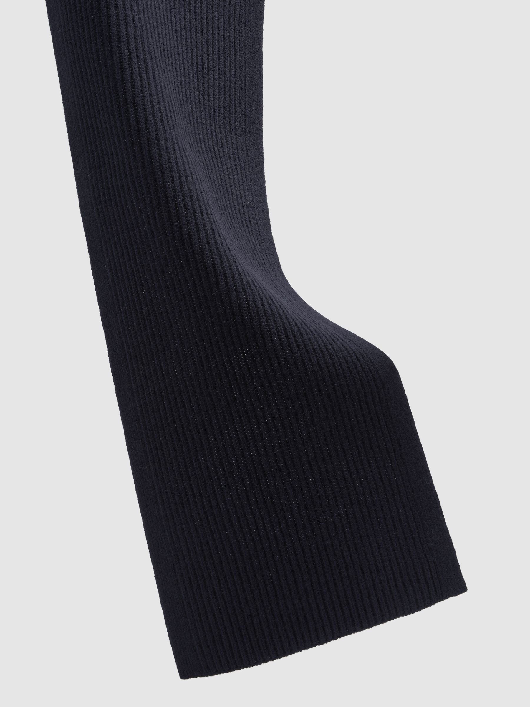 Ribbed Merino Scarf in Navy - Image 5 of 5