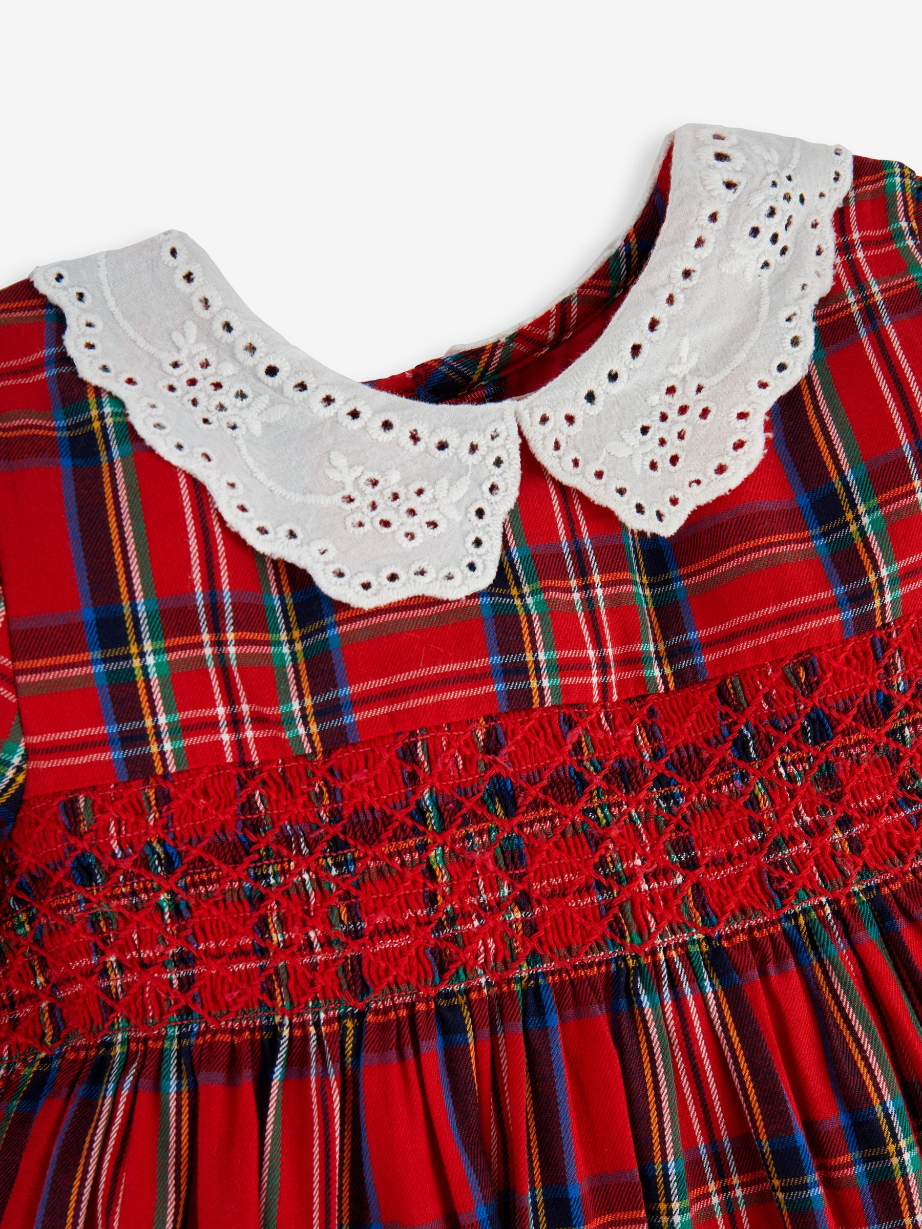Red Girls' Tartan Smocked Party Dress - Image 2 of 5