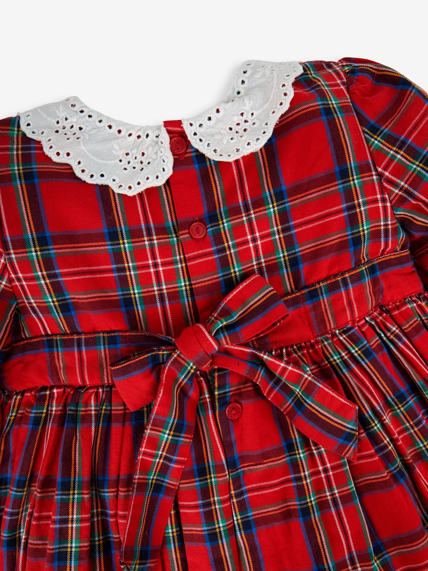 Red Girls' Tartan Smocked Party Dress - Image 3 of 5