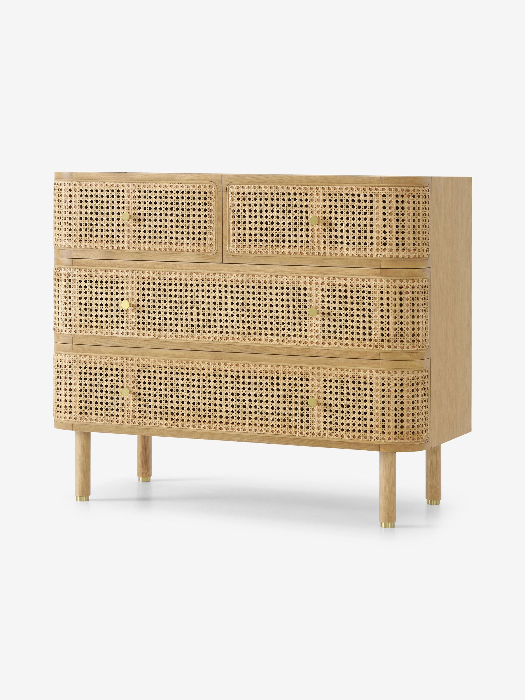 Ankhara Chest of Drawers in Natural Oak and Rattan - Image 1 of 3