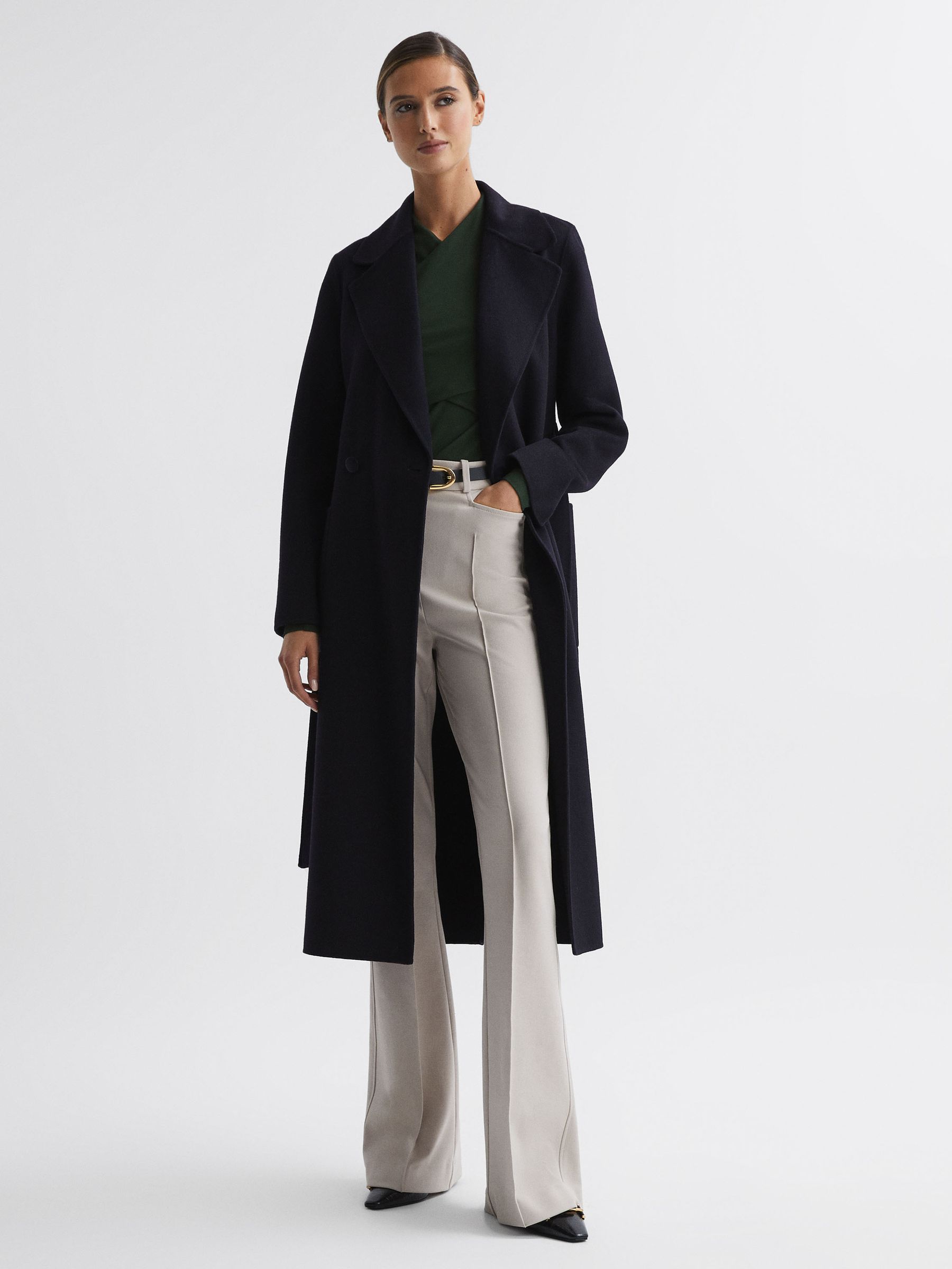 Fitted Long Sleeve Wrap Top in Green - Image 5 of 6