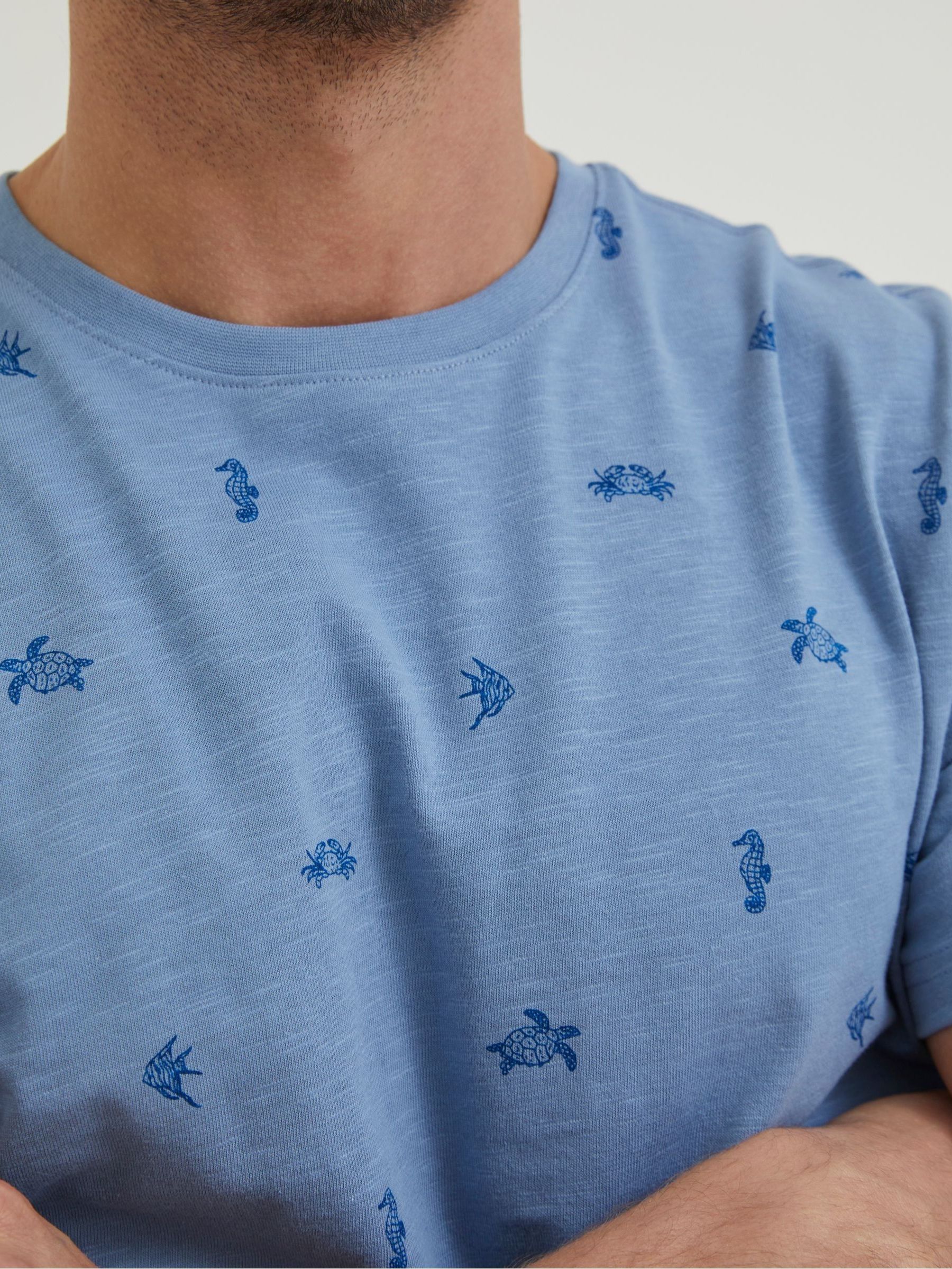 Blue Sealife Print T-Shirt - Image 3 of 5