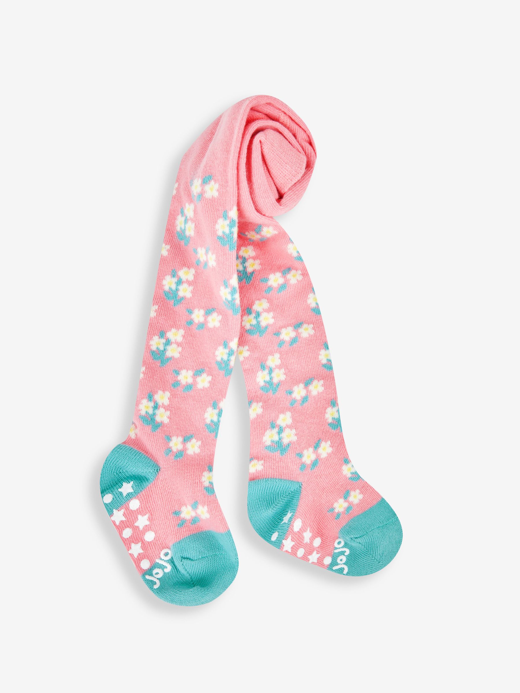 Pink Cotton Rich Pretty Floral Tights - Image 1 of 2