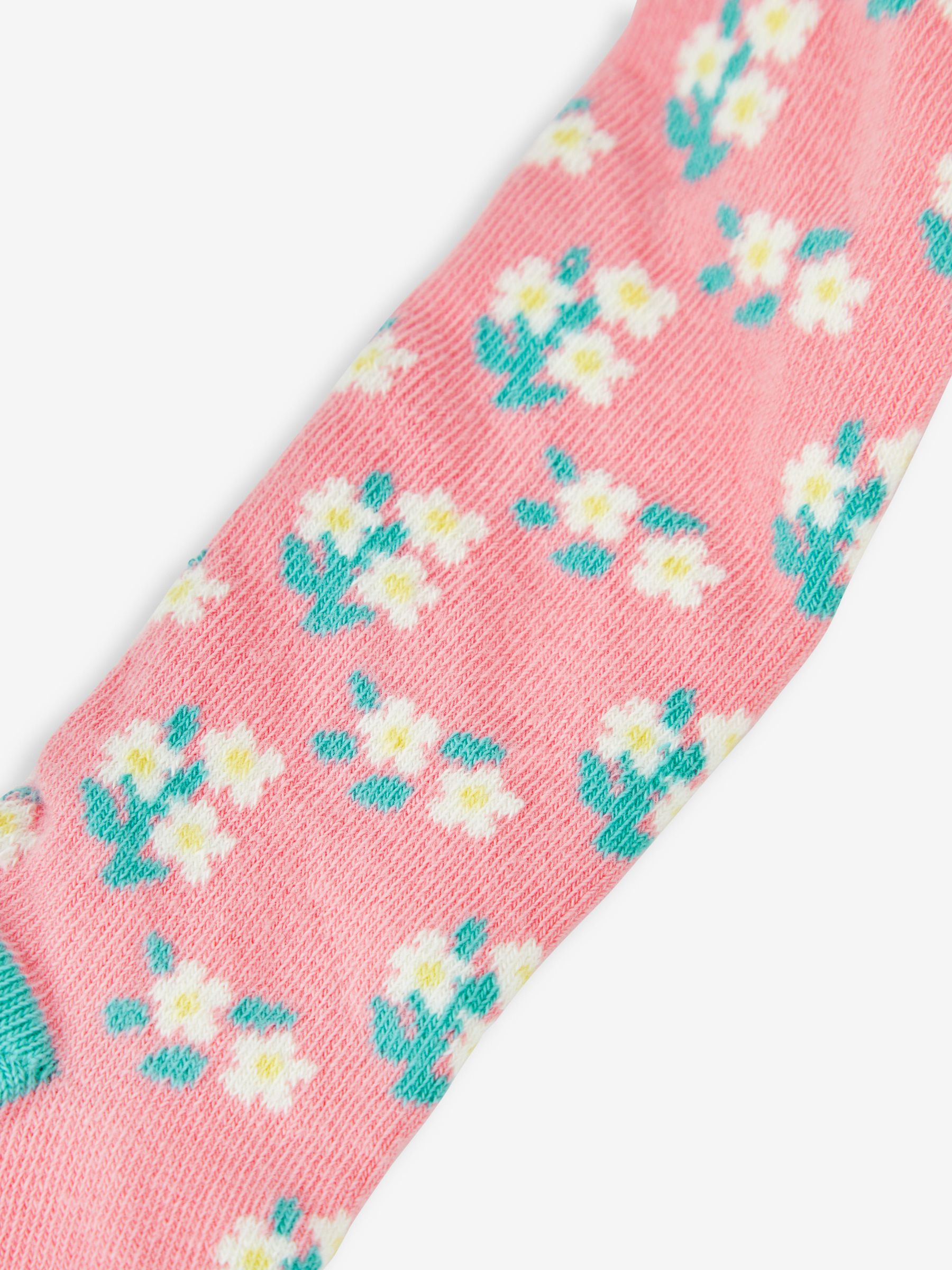 Pink Cotton Rich Pretty Floral Tights - Image 2 of 2
