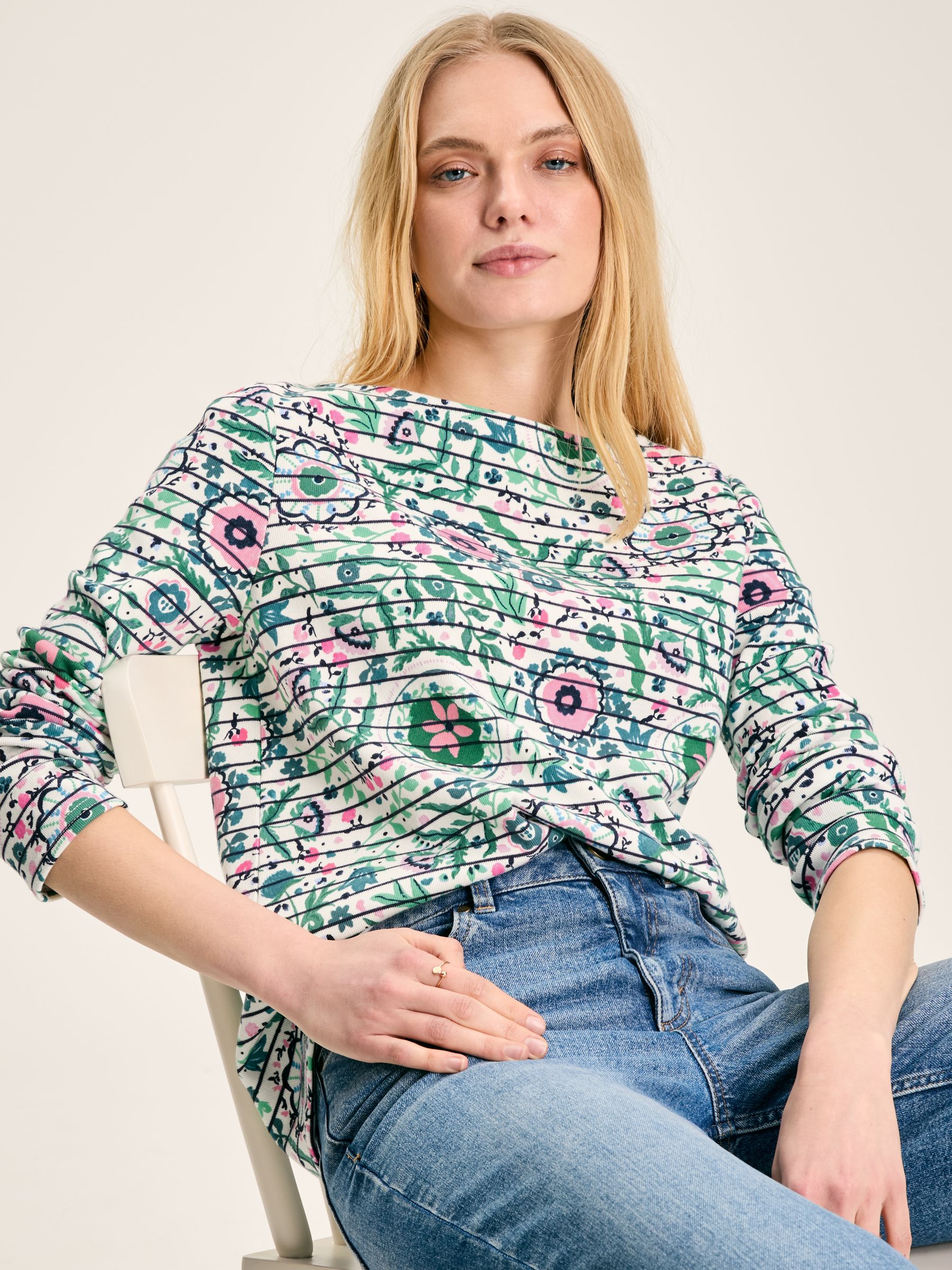 New Harbour Floral Print Boat Neck Breton Top - Image 1 of 6