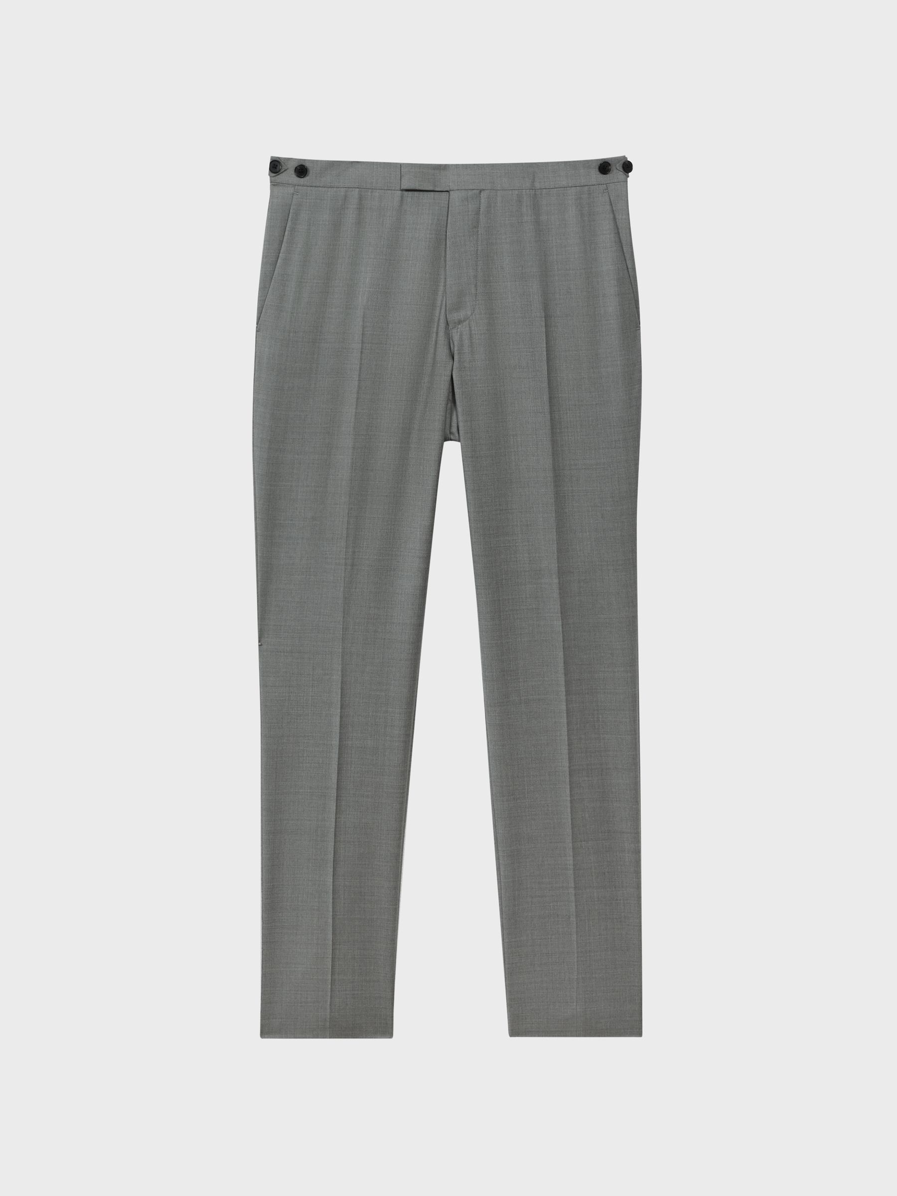 Atelier Wool Cashmere Blend Slim Fit Trousers in Grey Melange - Image 2 of 6