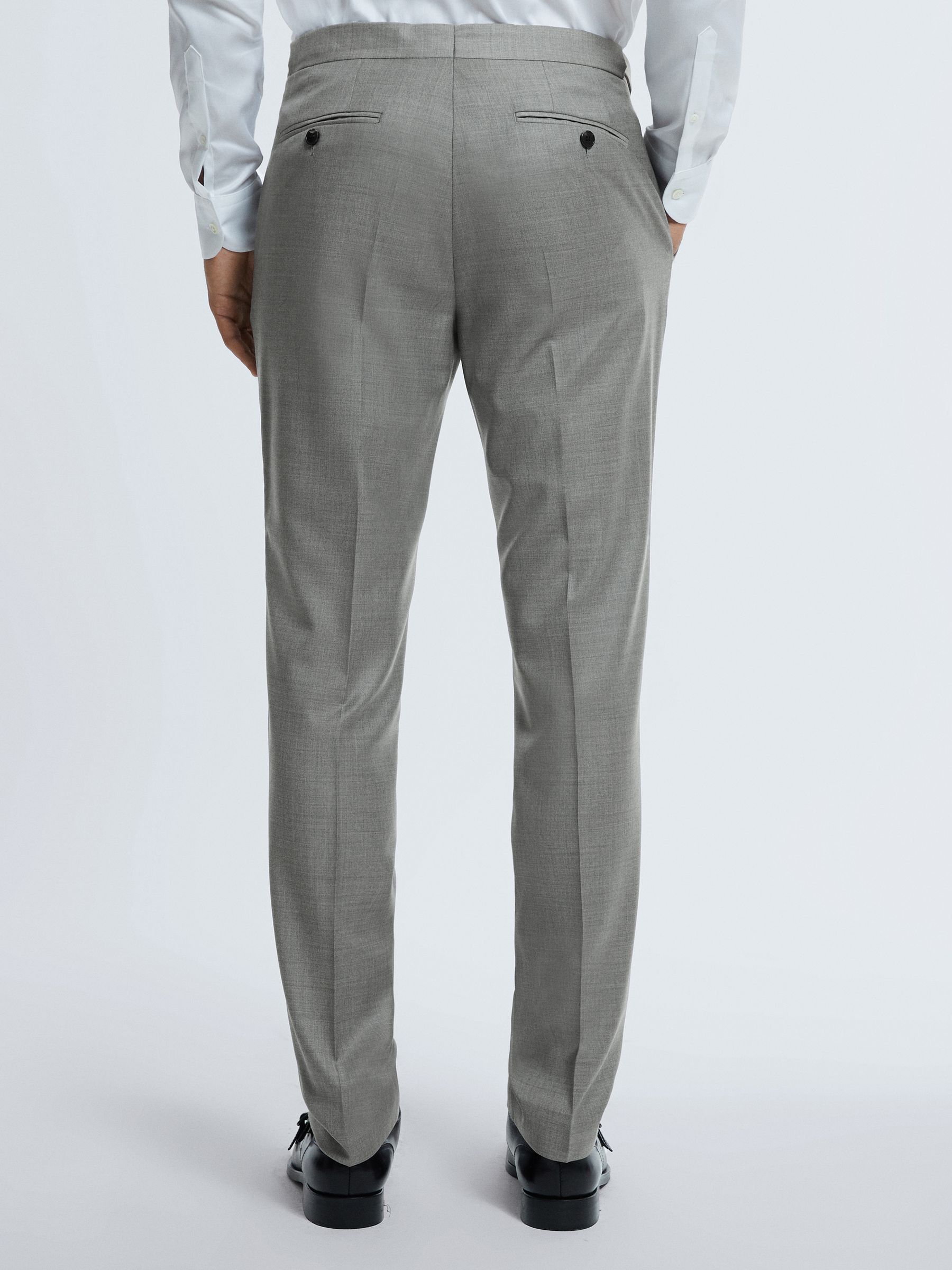 Atelier Wool Cashmere Blend Slim Fit Trousers in Grey Melange - Image 4 of 6